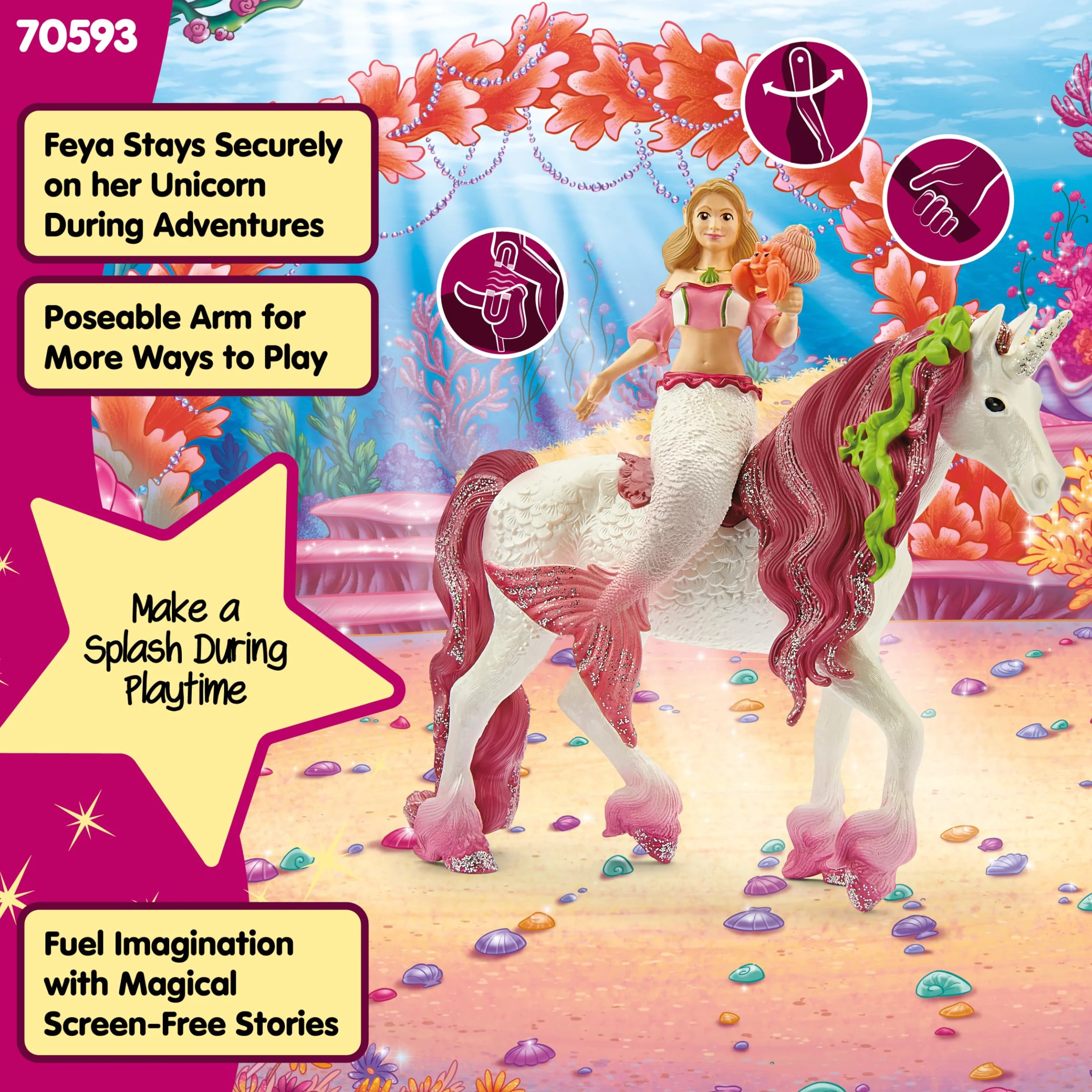Schleich Slh70593 Syrena Feya Na Podwodnym Jednorożcu