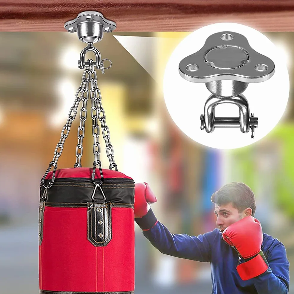 SELEWARE Wieszak do mocowania ciężkich toreb, worek bokserski, wieszak sufitowy, cichy, obrotowy kulowy do boksu, treningu Muay Thai