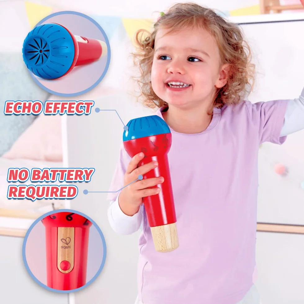 Hape Mighty Echo Microphone , Battery-Free Voice Amplifying Microphone Toy for Kids 1 Year and Up