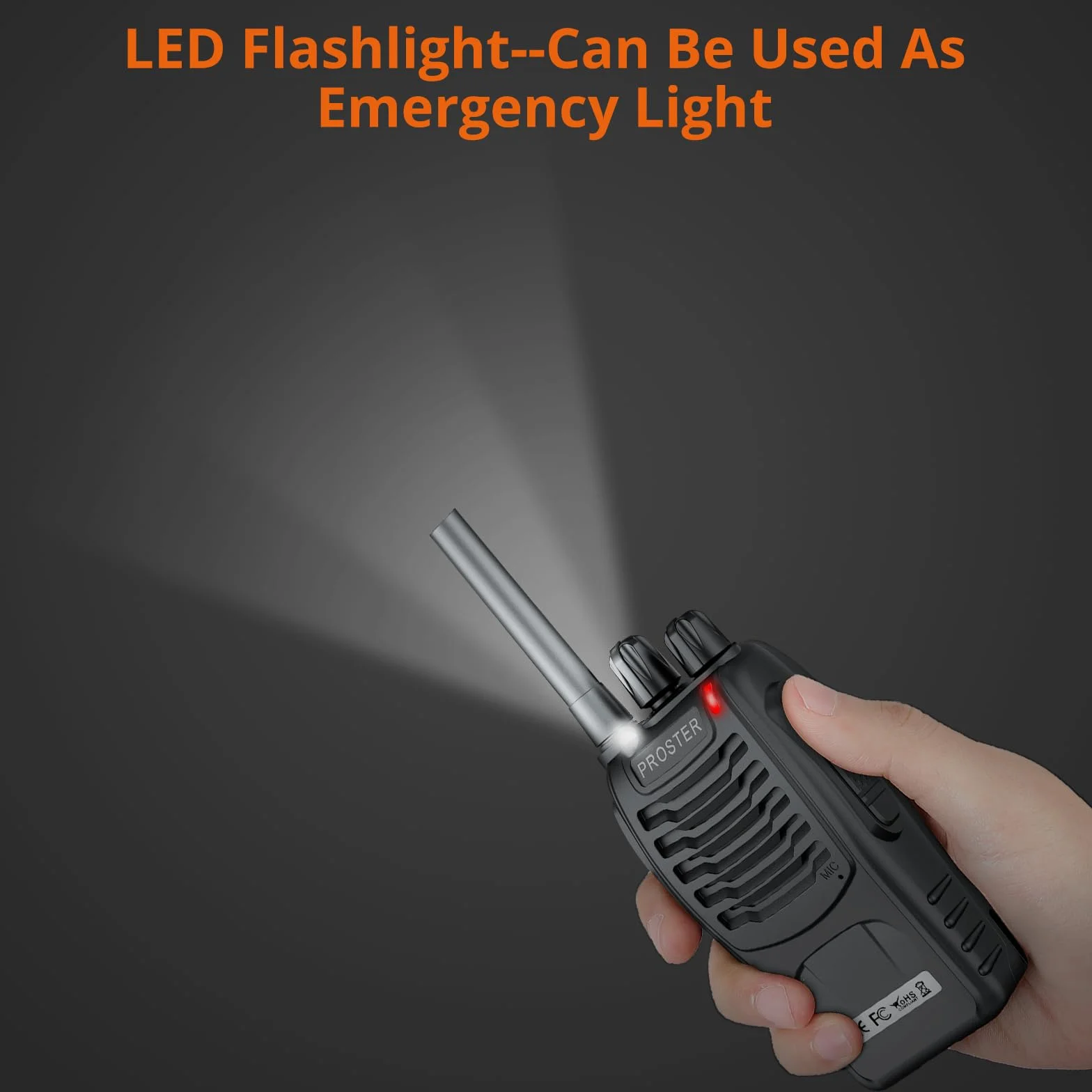 Proster Walkie Talkie 16 kanałów, ładowalne, Walky Talky, z ładowarką USB, słuchawki krótkofalówki z komunikatem głosowym, 1 para