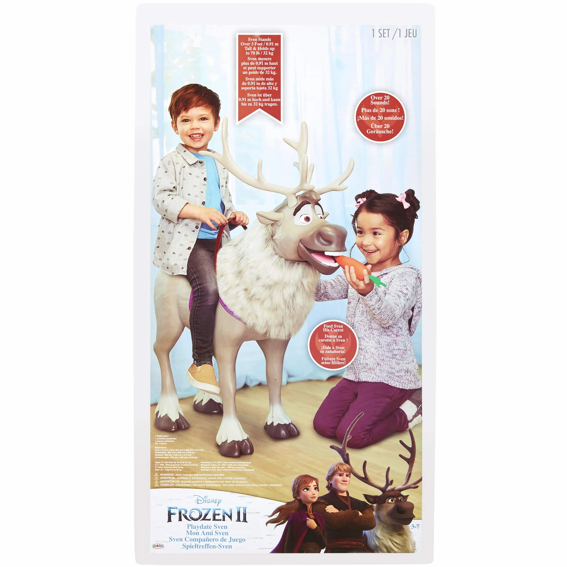 Frozen Sven Renifer 2 My Size Playdate Sven z dźwiękami, przyjaciel dla dzieci, wysokość 3 stóp, wspiera do 31 kg