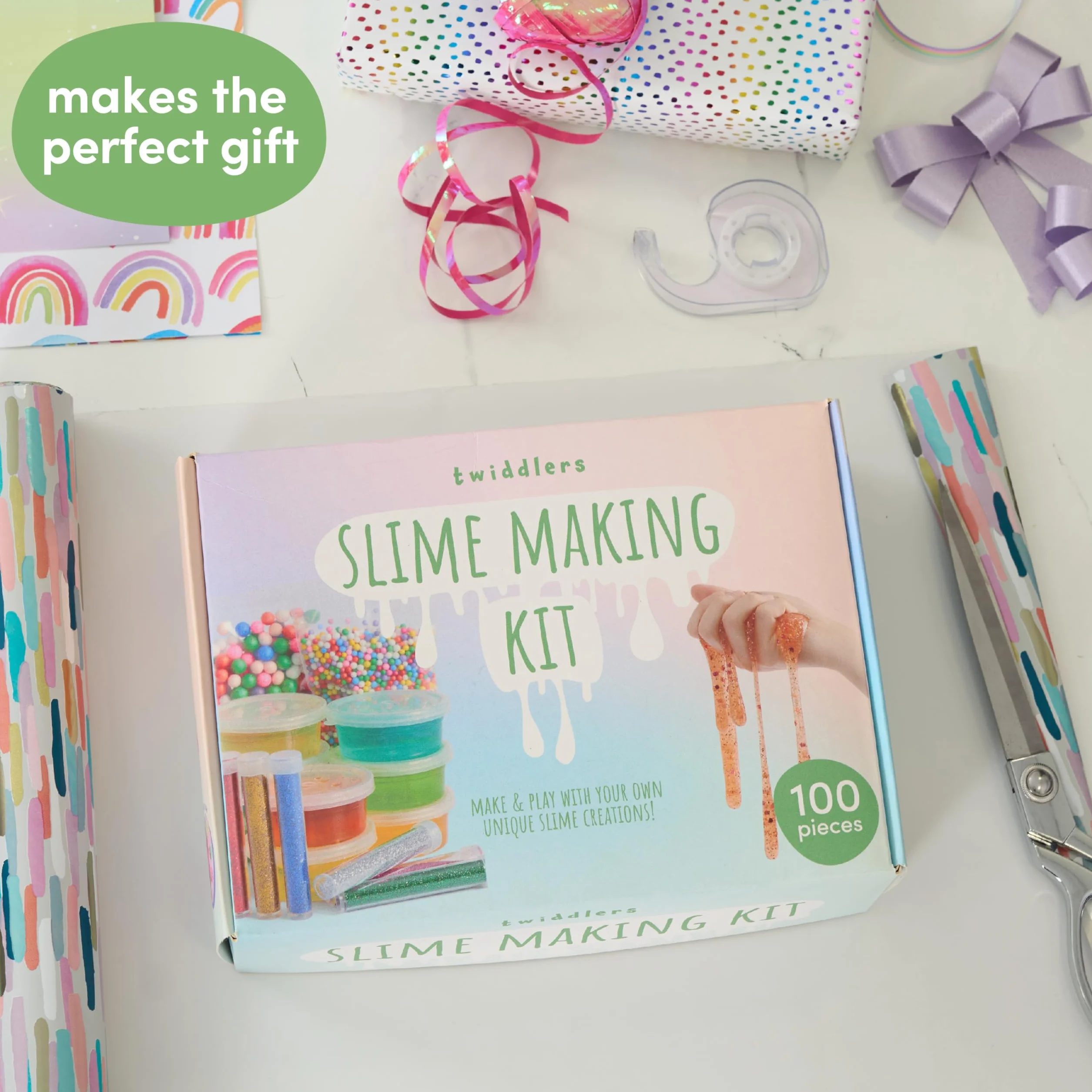 The Twiddlers - 100 Piece Slime Making Kit Gift Set for Kids - Crystal Beads, Glitters and Decorations, DIY Arts & Crafts Toys