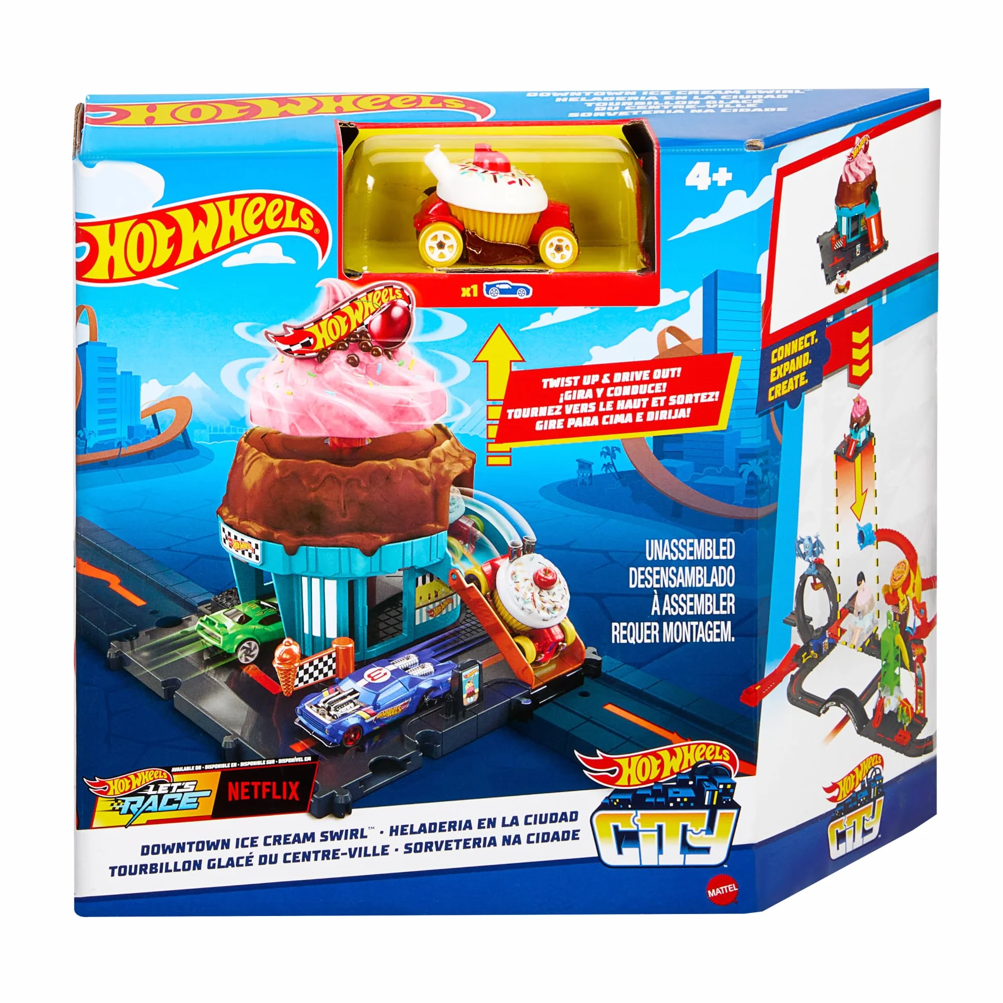 Hot Wheels City Let's Race Tor Wyścigowy, Wielokolorowy, 17,3 x 17,3 x 16,5 cm
