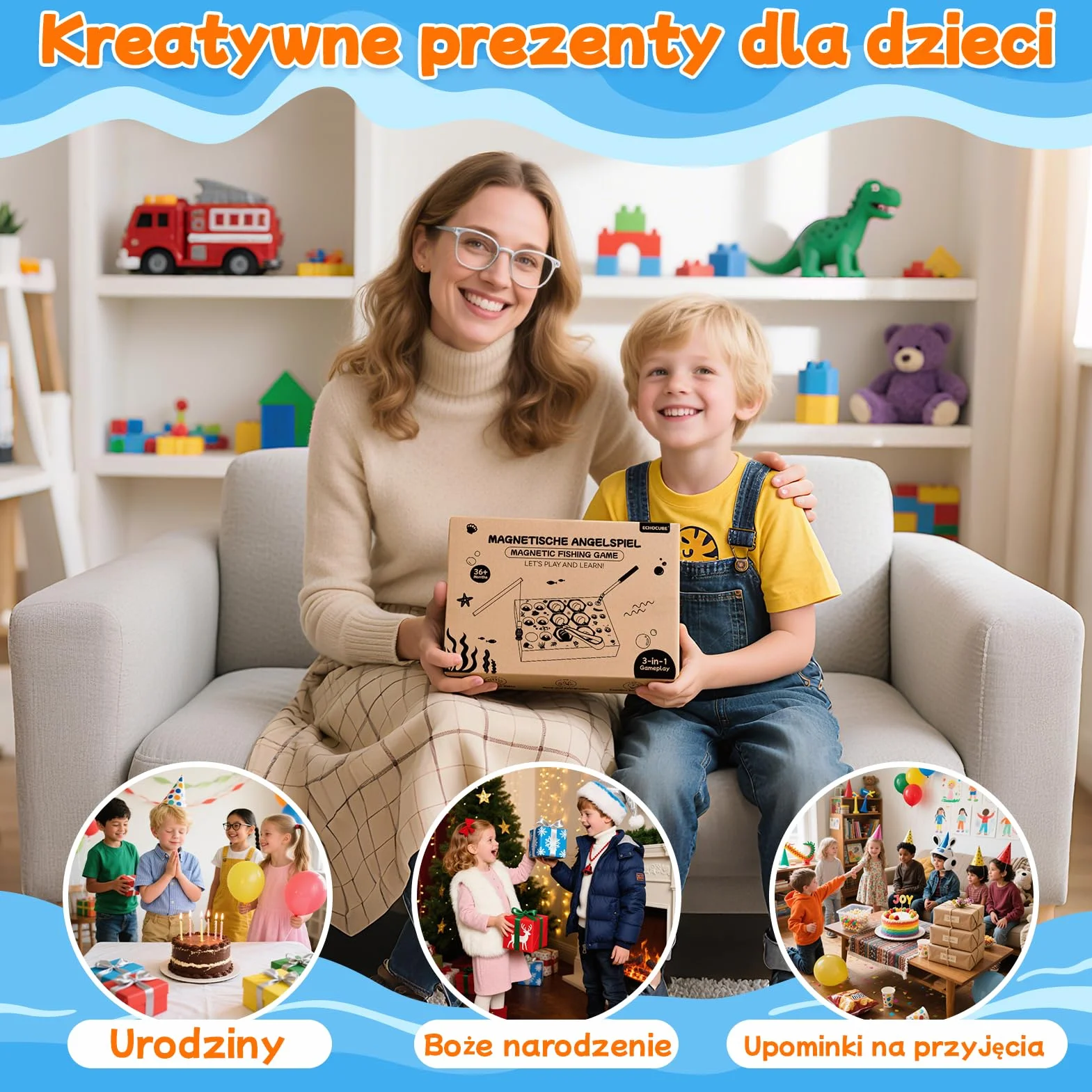 Magnetyczna gra wędkarska drewniane zabawki 3 w 1 dla dzieci Montessori edukacyjne prezenty
