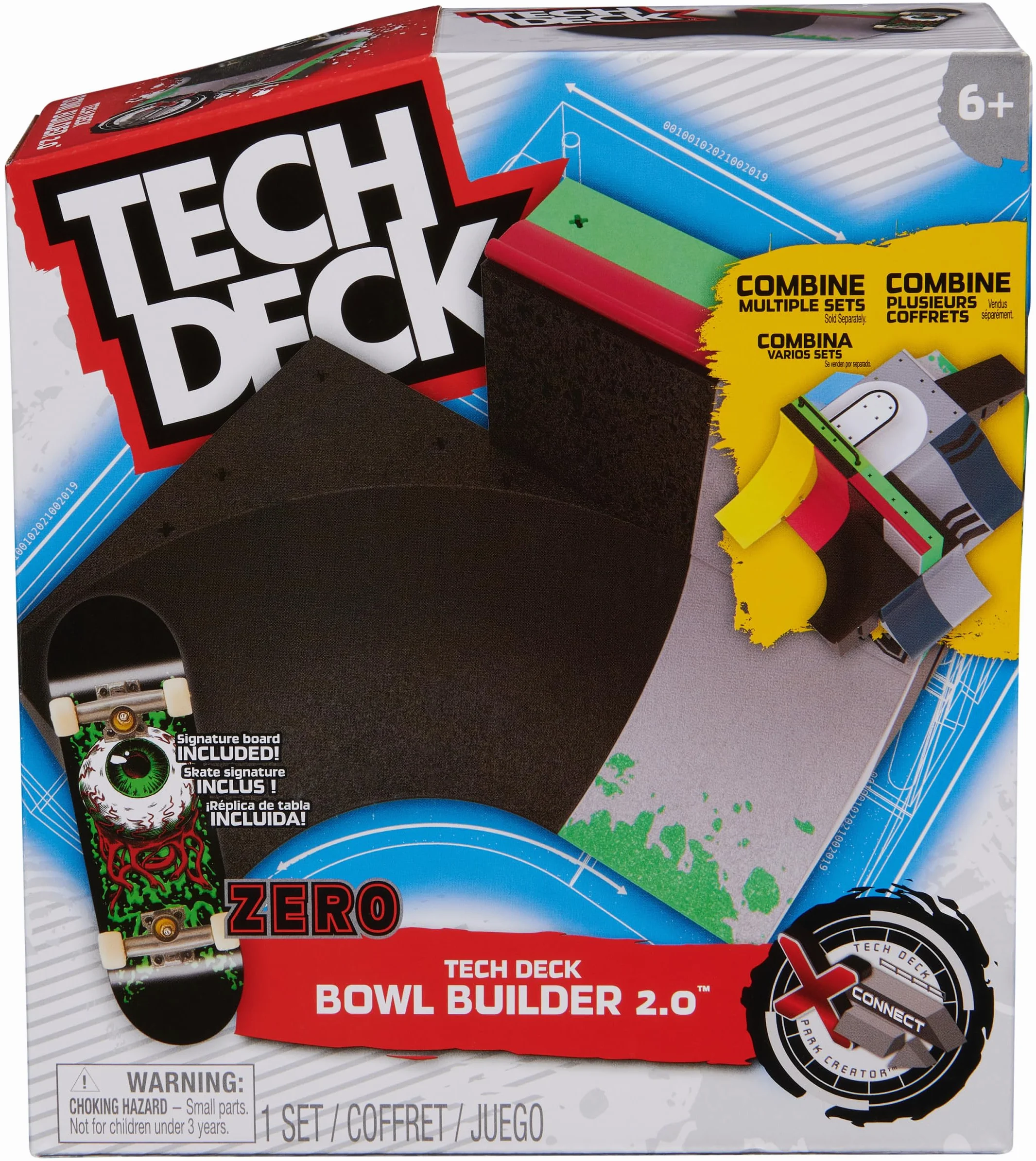 Tech Deck X-Connect zestaw startowy – Bowl Builder 2.0 zestaw ramp z autentyczną tablicą na palce marki Zero i akcesoriami, od 6 lat