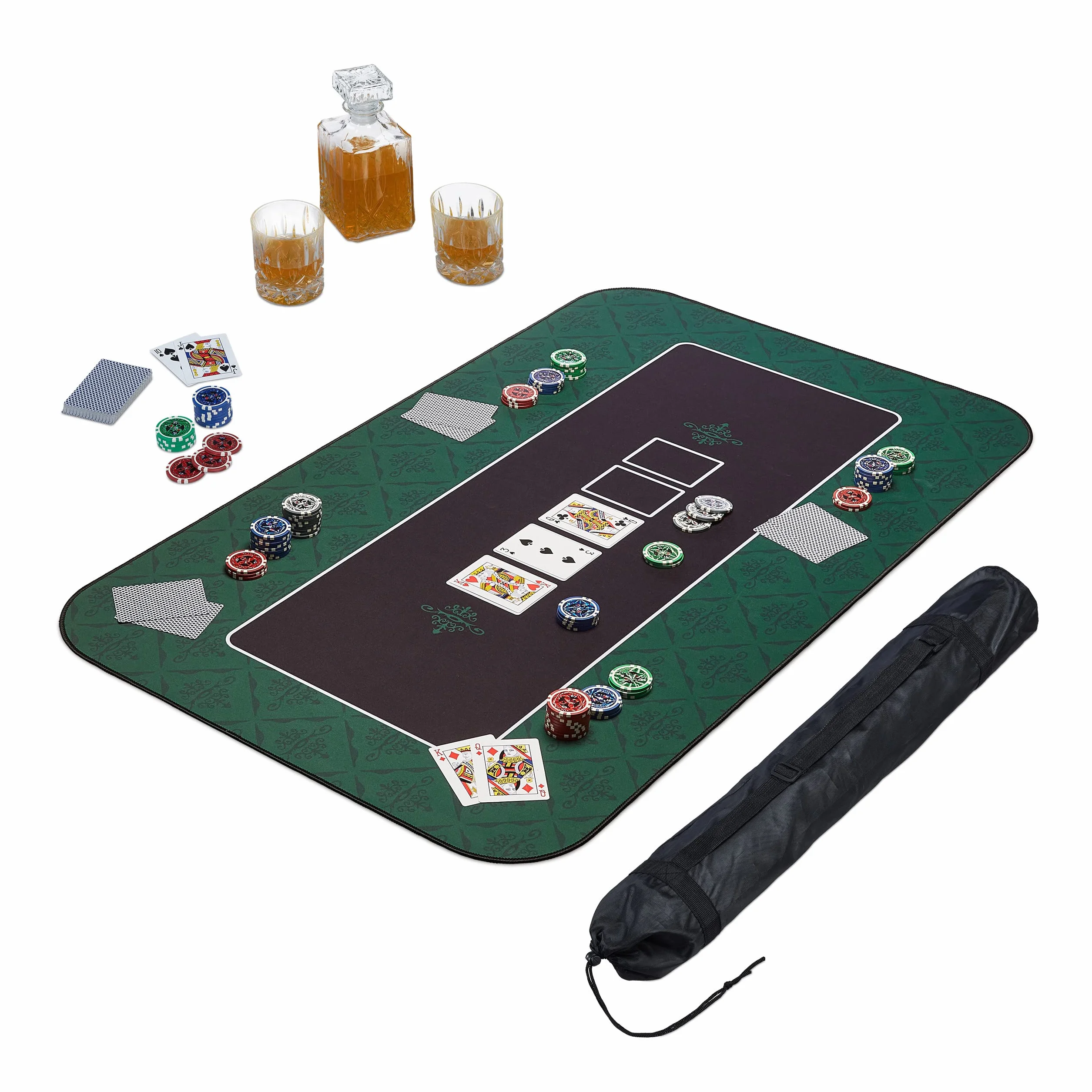 Relaxdays Texas Holdem mata do pokera 100 x 60 cm antypoślizgowa poliester zielona