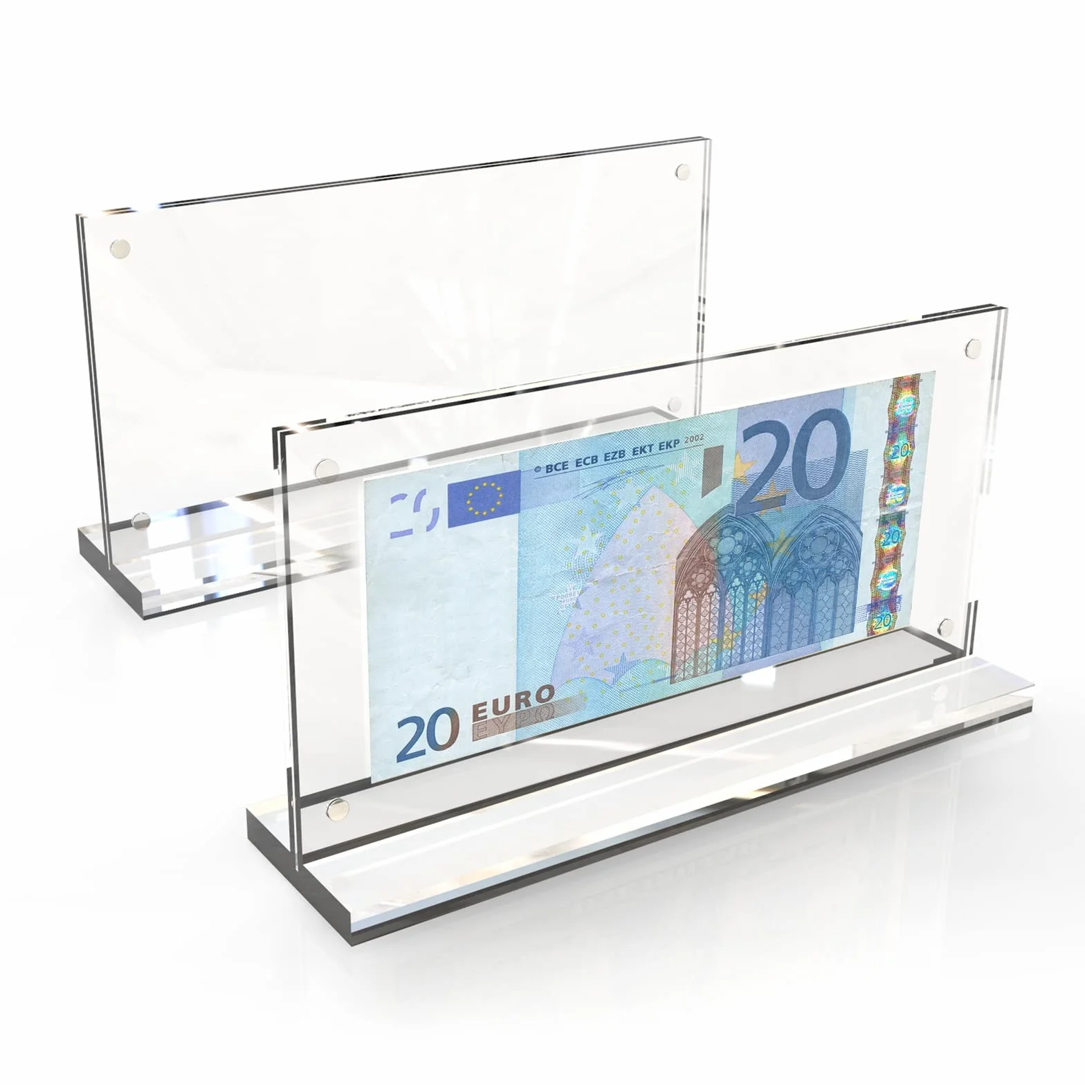 2 sztuki akrylowych banknotów do ekspozycji Euro Bill uchwyt na zdjęcia kolekcjonerów Clear Bill Frame Ticket Protector Stempel Akcesoria kolekcjonerskie