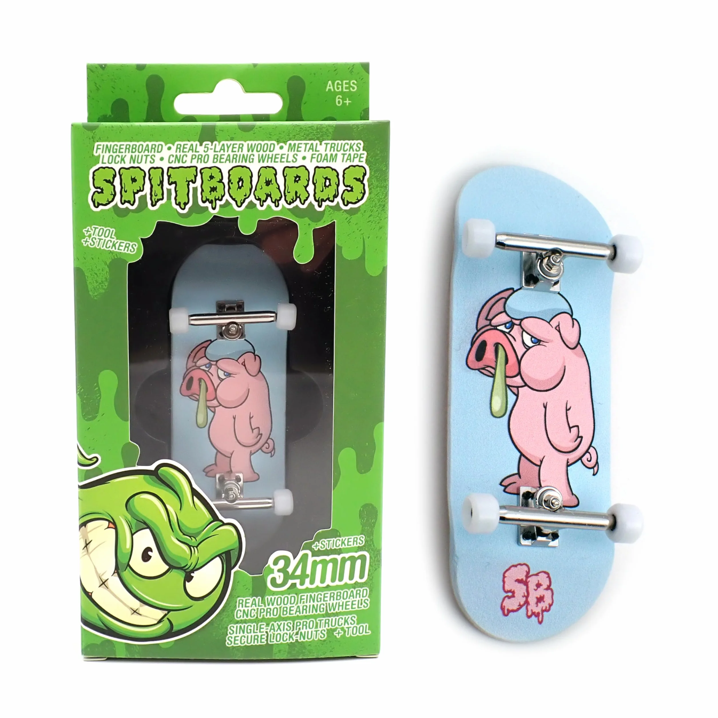 SPITBOARDS 34 mm x 96 mm | Real Wood Deck | Pro Trucks | Lock-Nuts | Pro Bushings | Poliuretan Wheels with Bearings