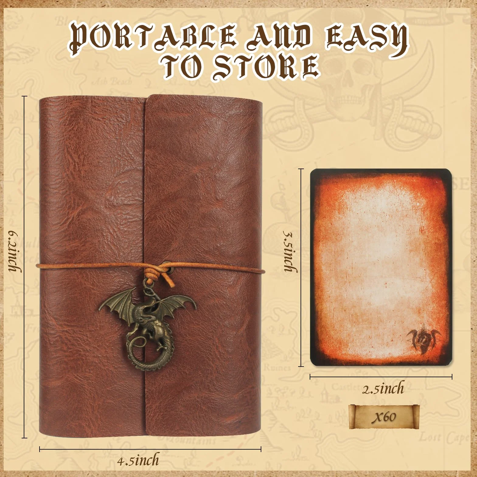 Byhoo Etui na karty z księgą zaklęć DND RPG, kieszonkowa książka zaklęć i referencyjna, akcesoria do gier Tome of Recollection TTRPG dla początkujących mistrzów DND (w zestawie 60 kart gracza w