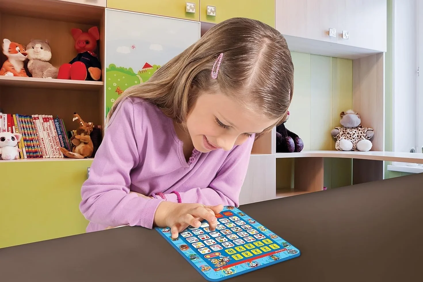 Lexibook JCPAD002PAi3 Psi Patrol Edukacyjny Dwujęzyczny Interaktywny Tablet, Zabawka do Nauki Liter Alfabetu, Cyfr, Słów, Pisowni i Muzyki, Język Angielski, Niemiecki, Niebieski