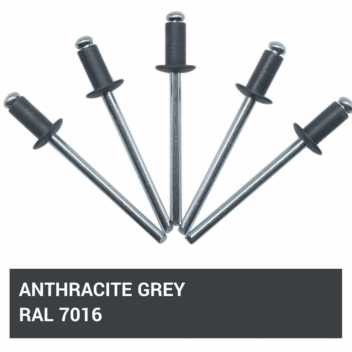 Marcopol (100 szt.) Malowane nity zrywalne 4,0 x 8 mm, głowica kopułkowa, DIN 7337, nit aluminiowy i stalowy trzpień, pop (100, antracyt szary RAL 7016)