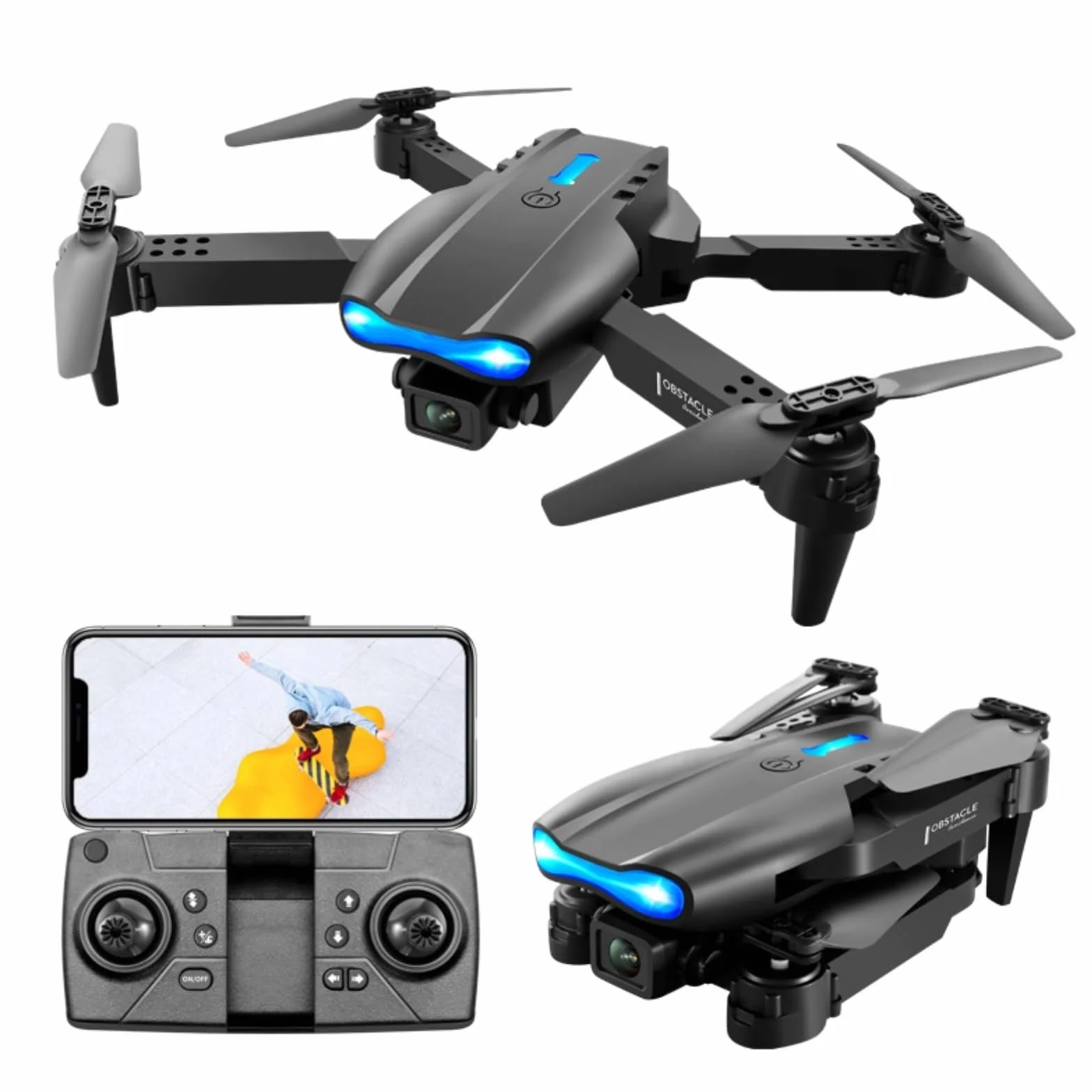 Składany Mini RC Drone, Quadcopter do Unikania Przeszkód, Podwójny Aparat HD 4k Fotografia Lotnicza Samolot RC, Obsługa Aplikacji Wifi, Prezenty dla Dzieci i Dorosłych