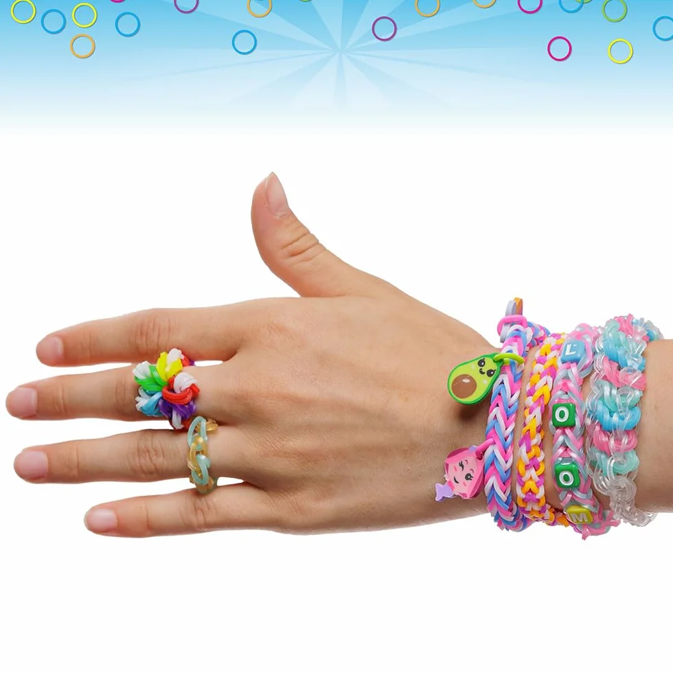Rainbow Loom Bandai Loomi-Pal Mega Combo, urządzenie do tworzenia biżuterii, rękodzieło, do samodzielnego wykonania bransoletek, pakiety gumowych krosów, zestaw dla chłopców i dziewcząt, akcesoria z
