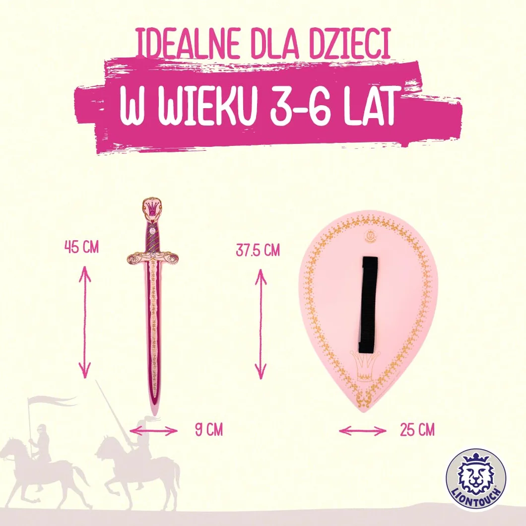 Liontouch - Queen Pink zestaw do zabawy dla dziewczynek - dla dzieci w wieku 3-6 lat | różowy miecz z pianki i tarcza w błyszczącym średniowiecznym stylu | bezpieczne i trwałe akcesoria do