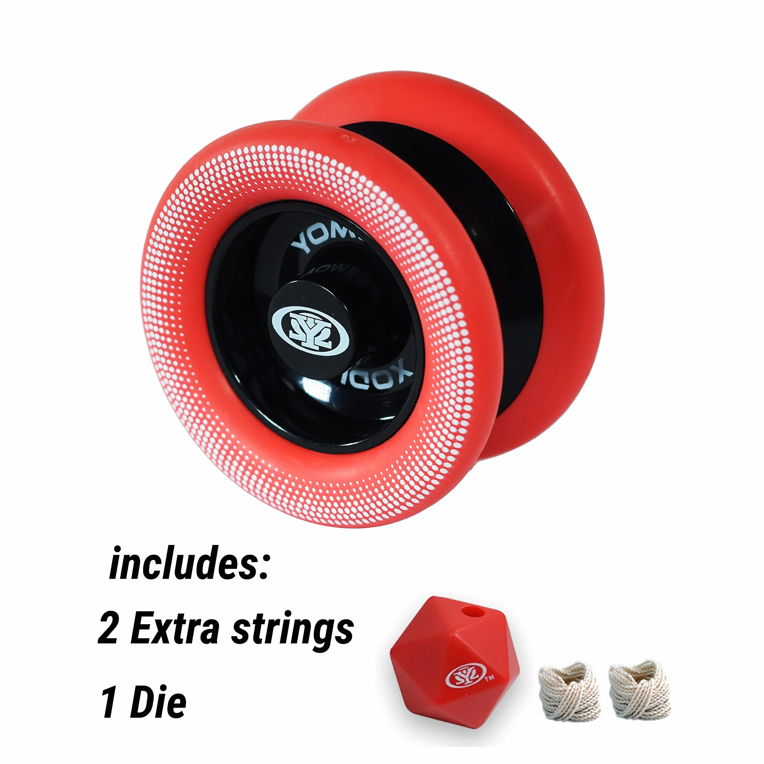 Yomega Xodus II YoYo– zawiera technologię łożyska w rolce, gumowe obręcze i kształt skrzydełka – profesjonalna responsywna YoYos Intermediate Level Play (Black Red)