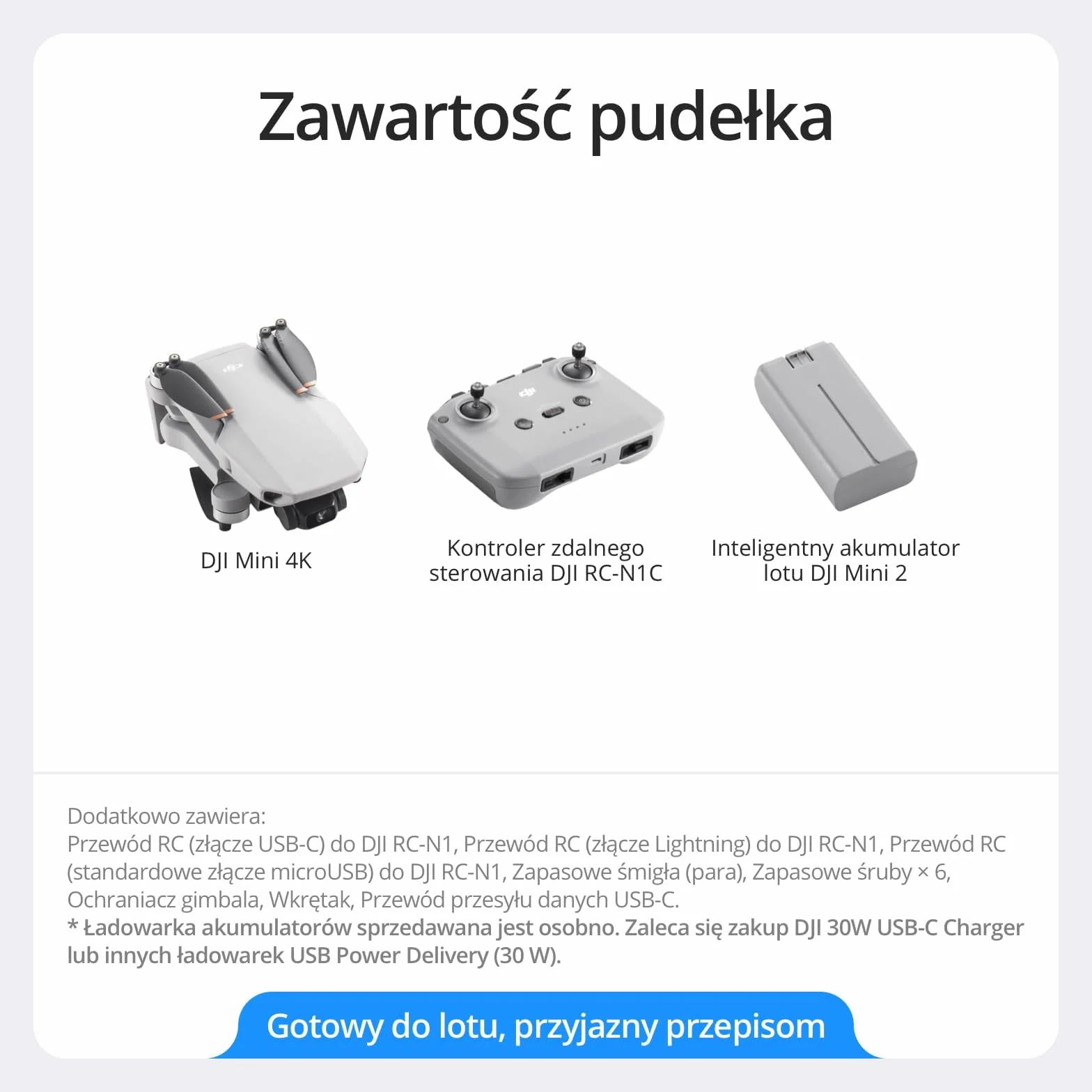 DJI Mini 4K, dron z kamerą 4K UHD dla dorosłych, mniej niż 249 g, 3-os. gimbal, transmisja wideo 10 km, autom. powrót, odporność na wiatr, 1 akumulator dla maks. czasu lotu 31 min., inteligentny lot
