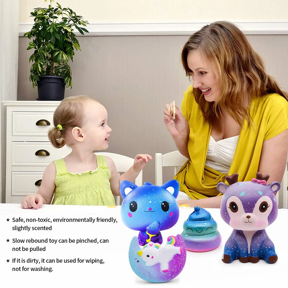 VICTERR zabawka antystresowa Squishy, zestaw 4 sztuk, prezenty na imprezę, autyzm, stany lękowe dla dzieci, dziewcząt, chłopców i dorosłych