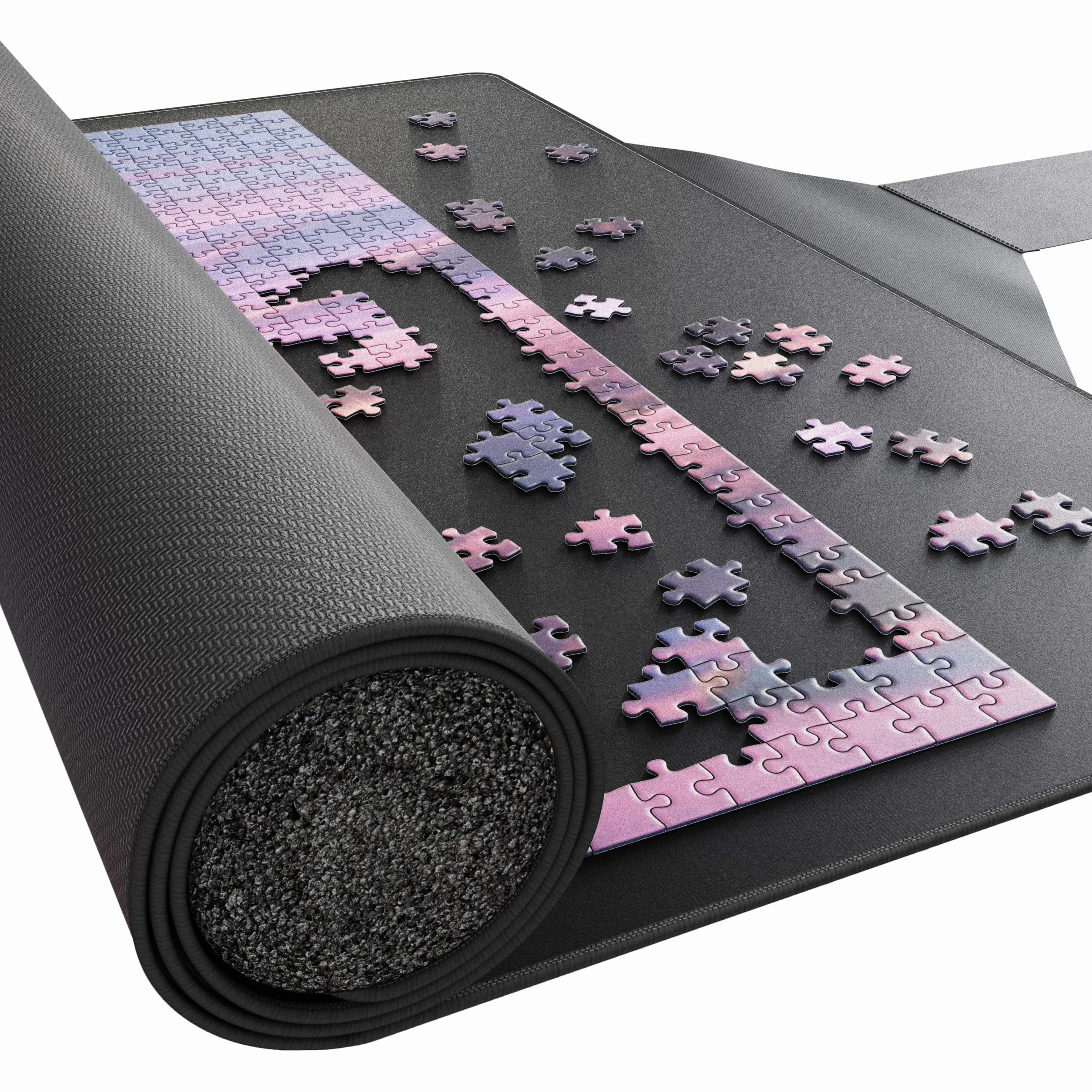 Puzzlup Mata do Układania Puzzli do 1500 Elementów – 66 x 120 cm – Premium Wałek do Puzzli 500, 1000 i 1500 Elementów – Zwiń w Sekundy – Mata z Ekologicznym Opakowaniem