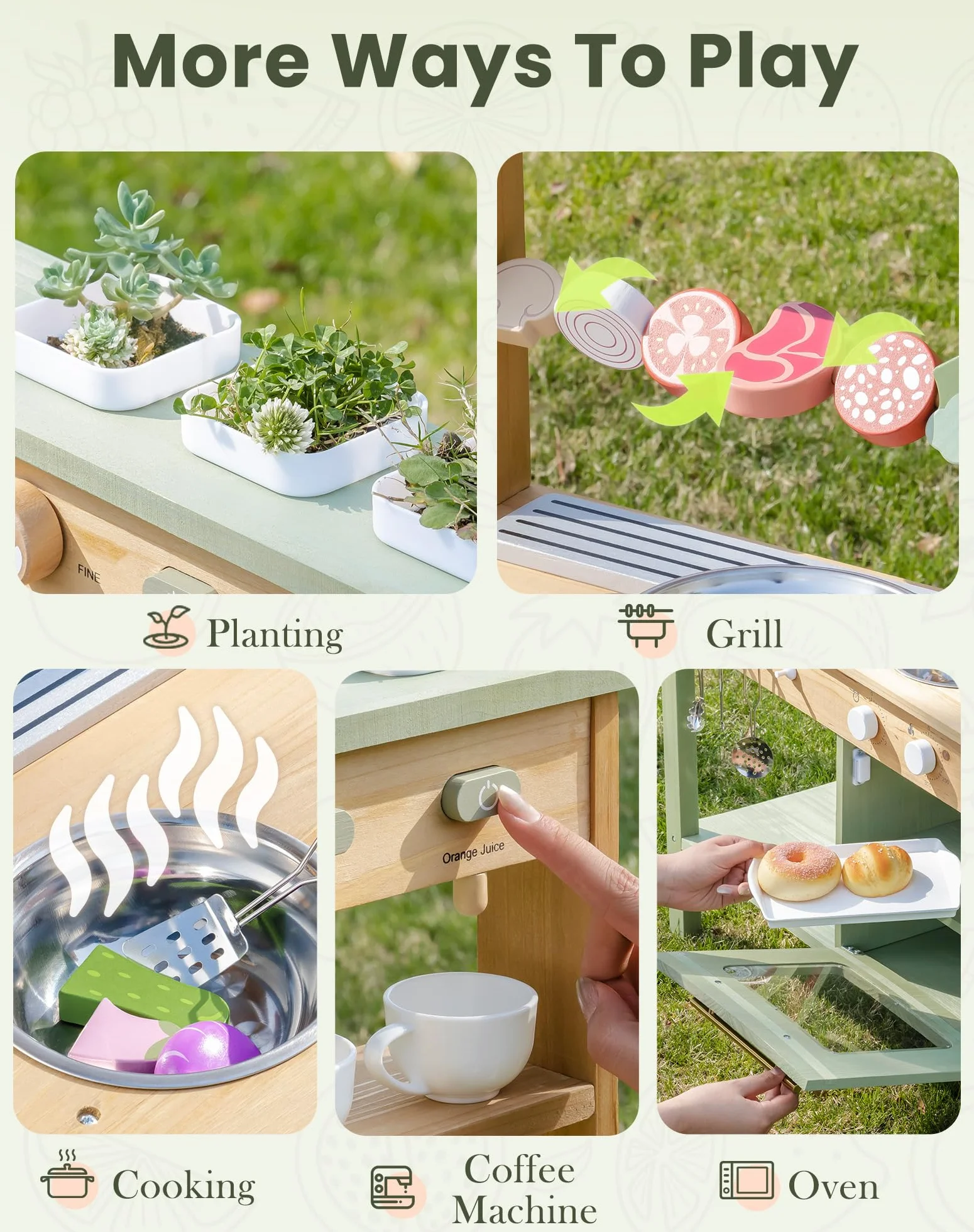 ROBOTIME Drewniana Kuchnia dla Dzieci z Funkcjonującym Kranem i Grillem BBQ