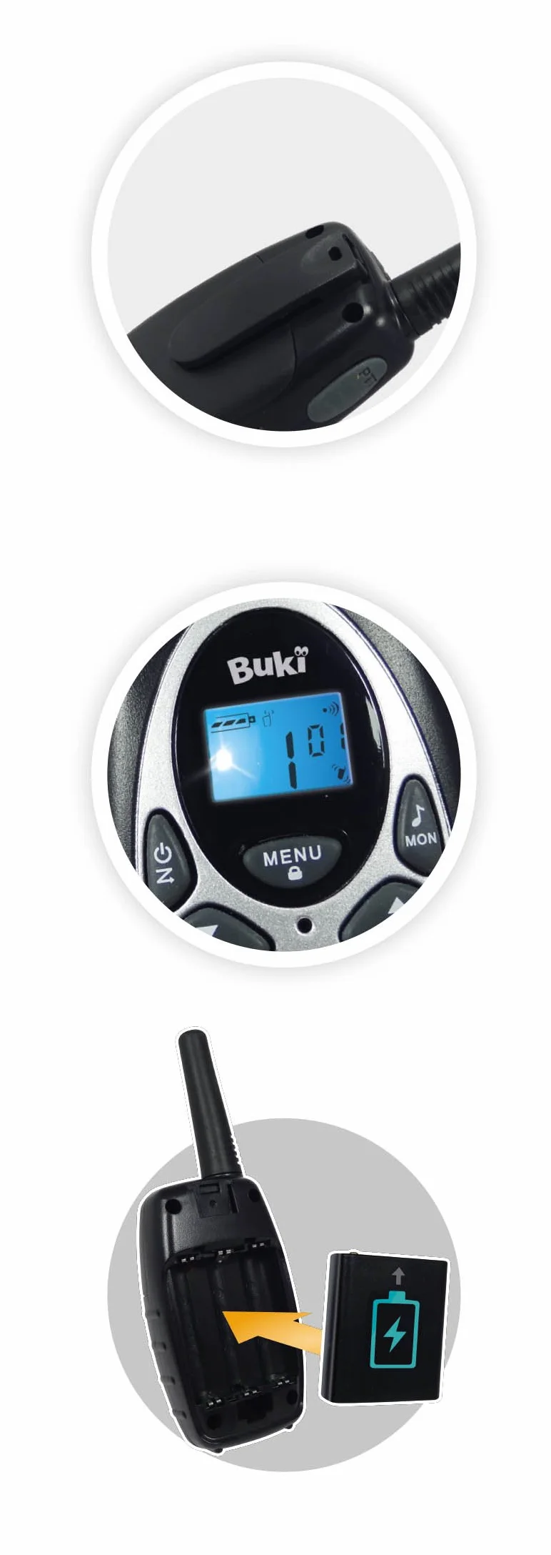 Buki - TW02 - Talkie Walkie Walkie do ponownego ładowania