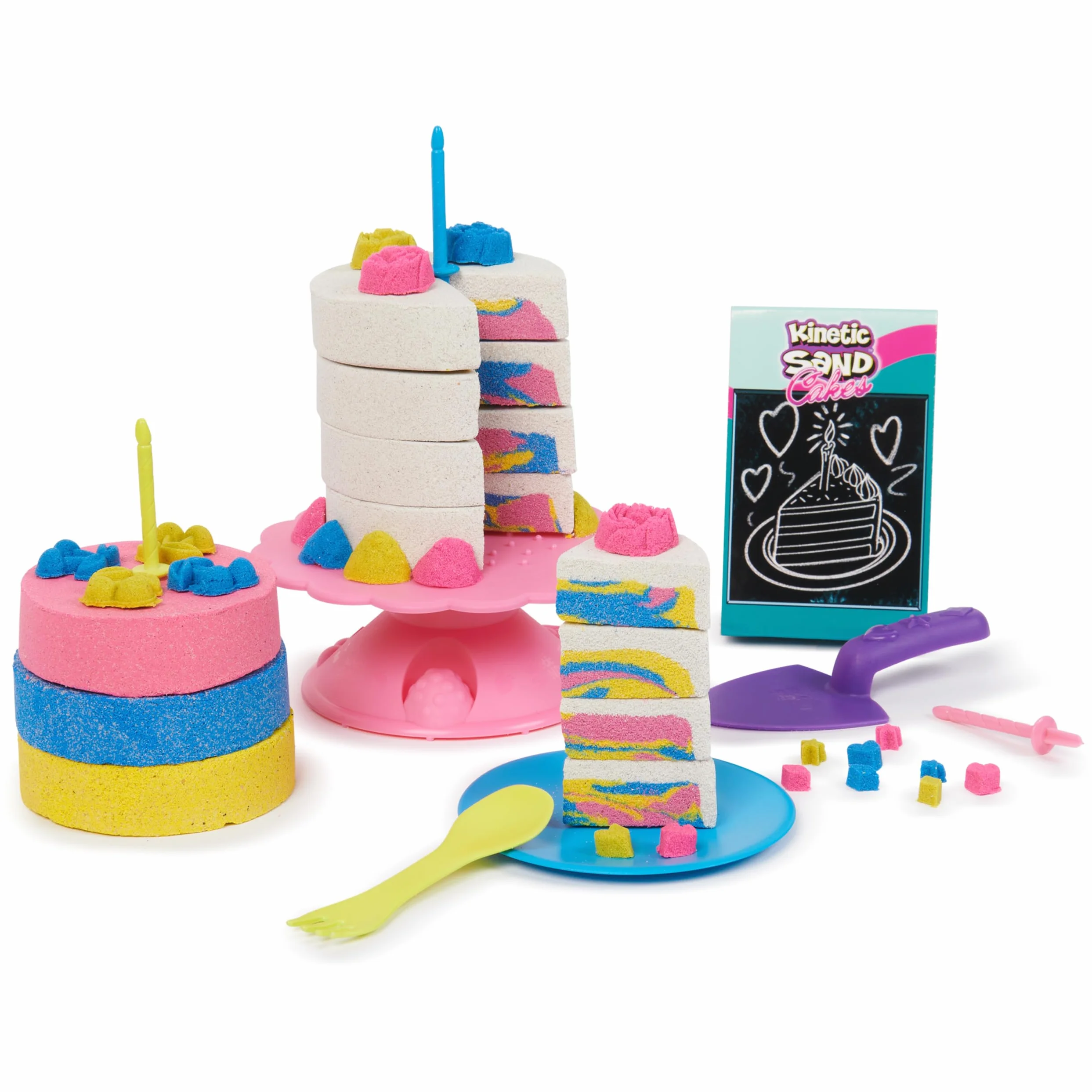 Kinetic Sand MAGICZNY Piasek - Rainbow Cake SHOPPE - 680g żółtego, różowego, niebieskiego i białego piasku waniliowego - zestaw rękodzieła dla dzieci zabawki sensoryczne - 6068029 - Zabawki dla dzieci