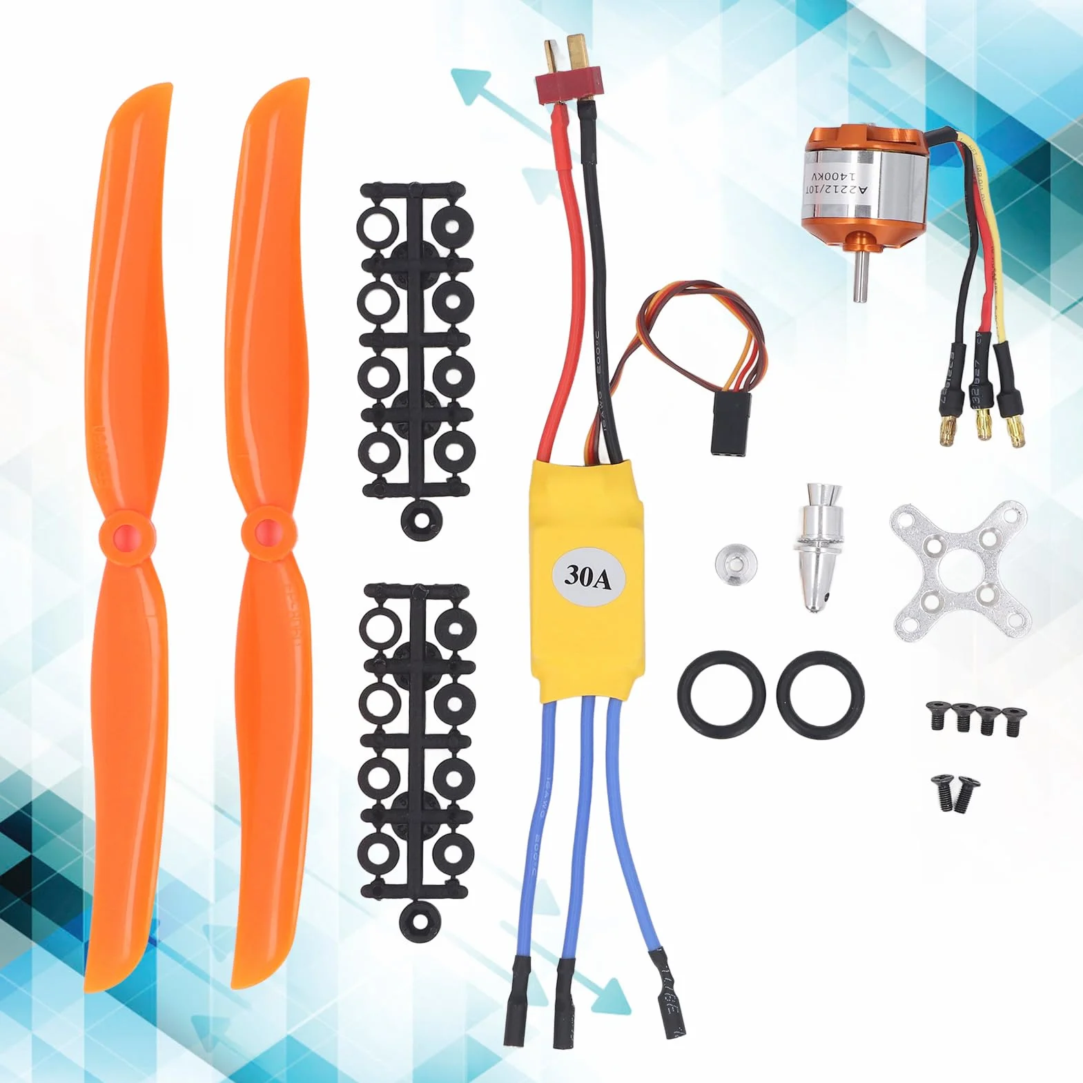 A2212 1400KV RC Bezszczotkowy Silnik 30A ESC Bezszczotkowy Silnik Wychodzący 8060 śmigło i Zestaw śrub do Zdalnie Sterowanego Samolotu Quadcopter