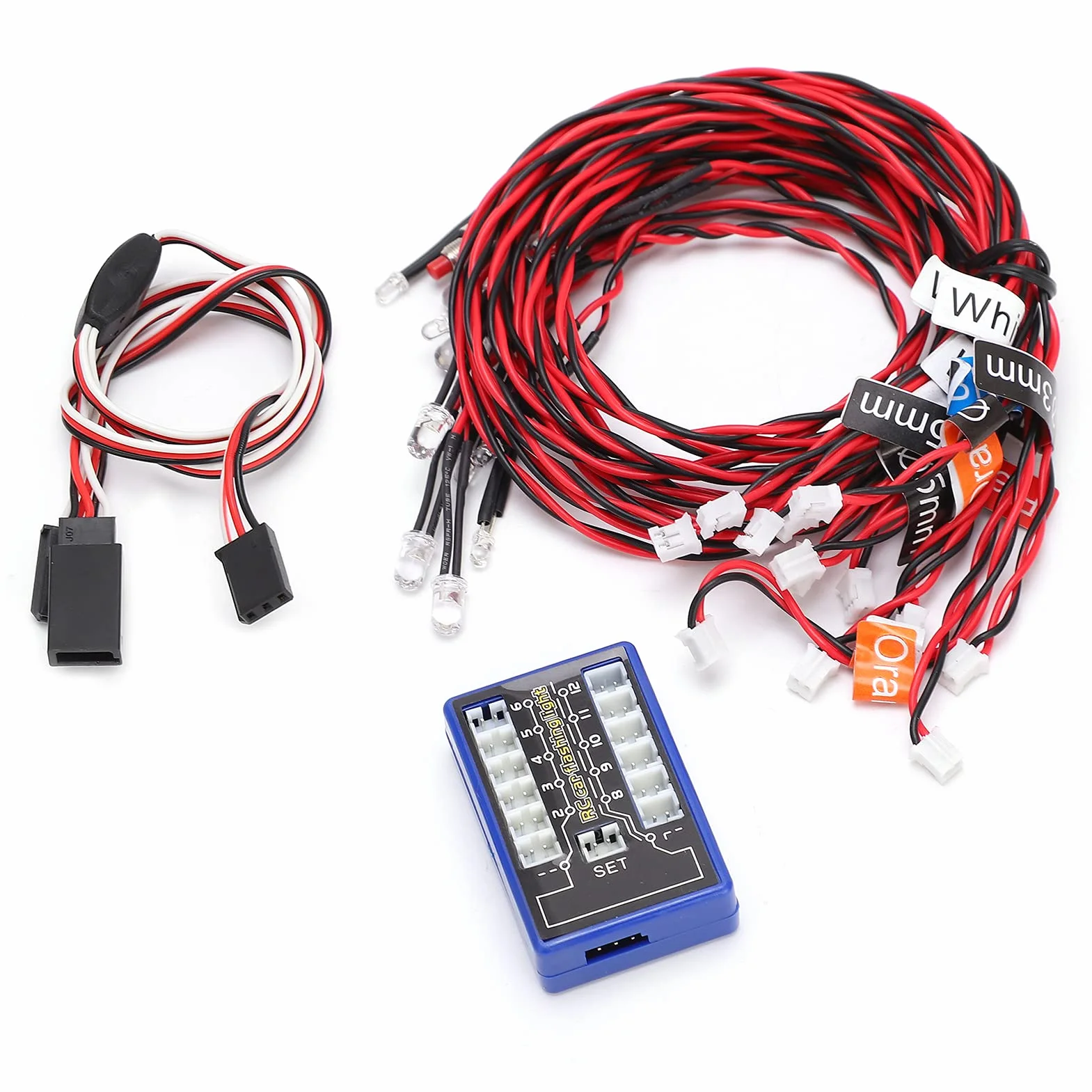 RC Car Flashing Light System, 12 LED Highlight Flashing Light System 4 Tryby Oświetlenia dla RC Cars 4.8-6V DC dla 1/8 1/10 1/12 RC Cars