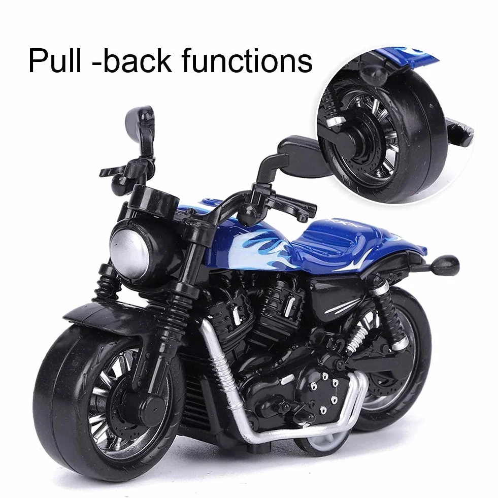 Aluminiowa zabawka motocyklowa Wysoka symulacja Model motocykla Pojazd typu pull-back Zabawka dla dzieci Zestaw upominkowy z zabawkami intelektualnymi (niebieski)