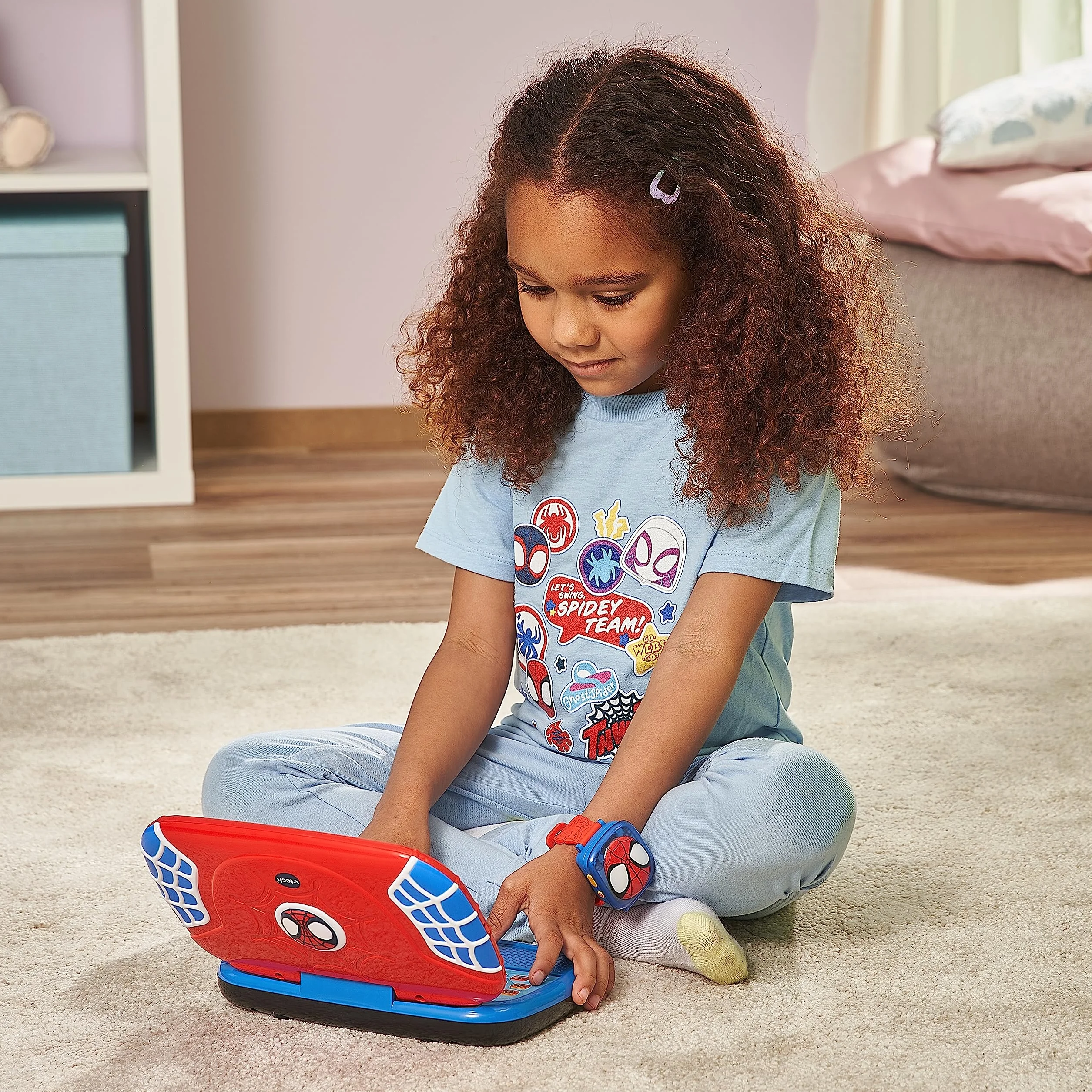 VTech Spidey und seine Super-Freunde – laptop do nauki – komputer edukacyjny z klawiaturą QWERTZ i treścią do liter, dźwięków liter, łatwe dodawanie i odejmowanie itp. – dla dzieci w wieku 3-6 lat