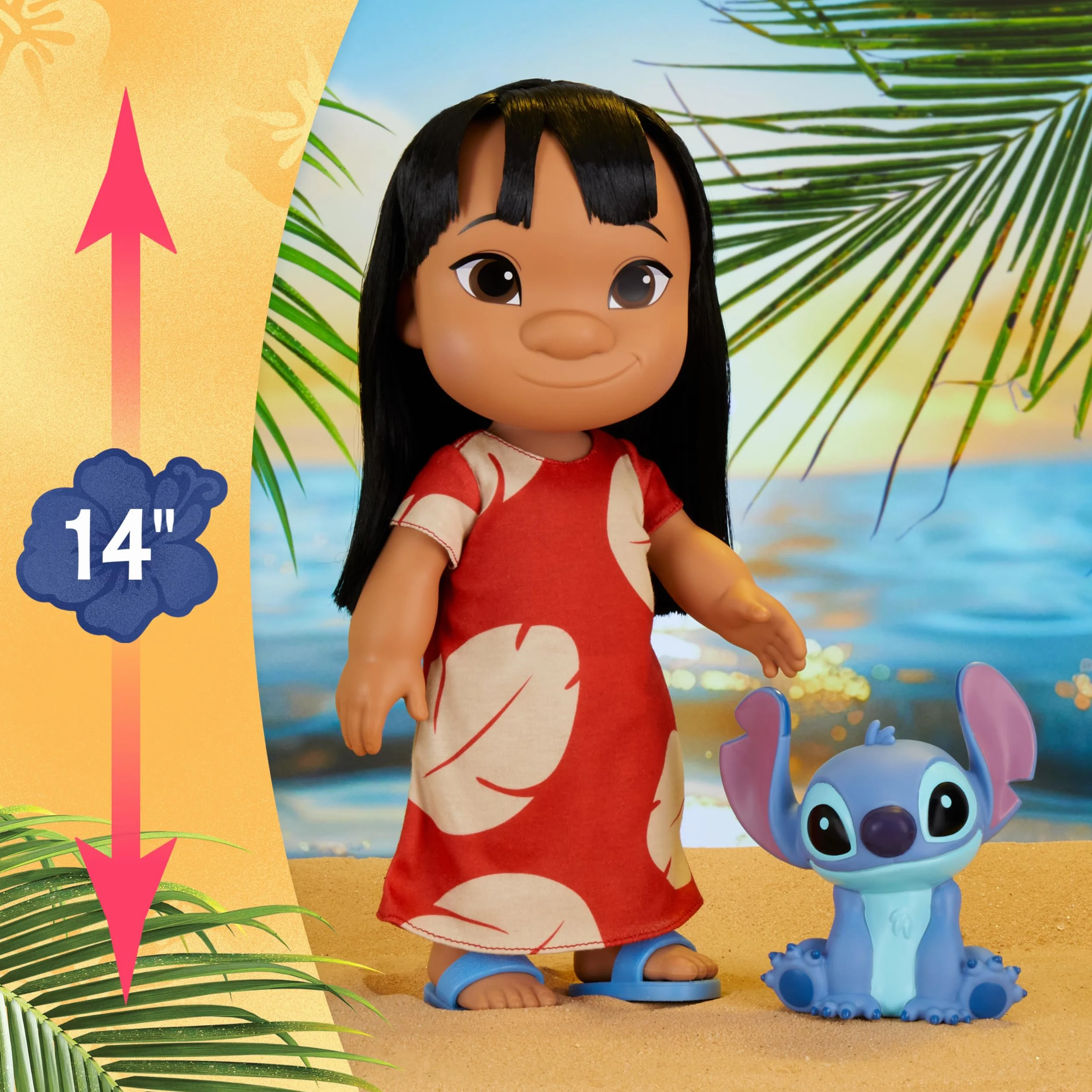 Disney Lilo & Stitch 14-inch Poseable Lilo Doll with 5-inch Stitch Figure, Collectible Toys, Toy for Fans, Girls, Kids, Ages 3 and Up by Just Play