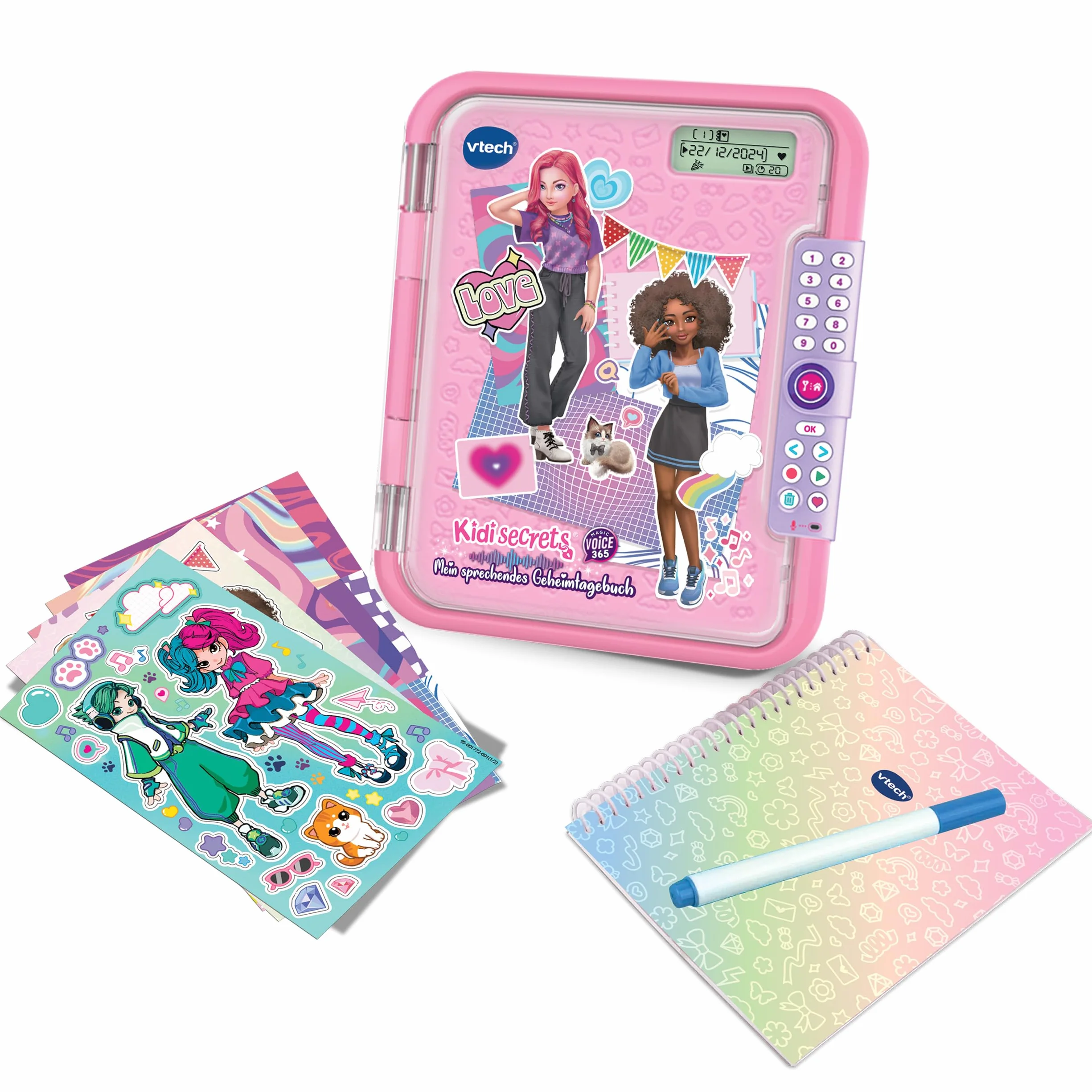 Vtech KidiSecrets Magic Voice 365 – dziennik 2 w 1 do nagrywania głosu, kreatywnych gier i osobistych wspomnień – dla dzieci w wieku 6-12 lat