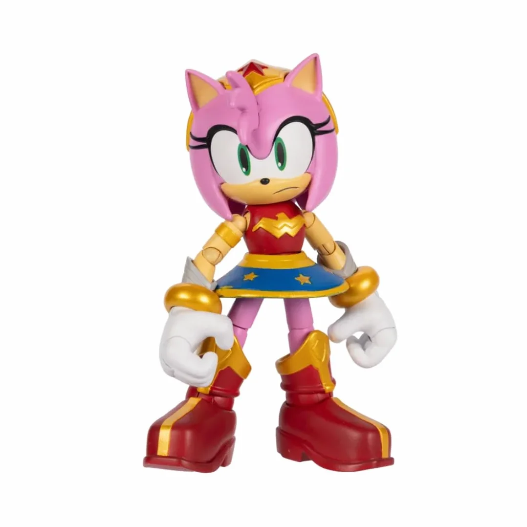 DC x Sonic Amy jako Wonder Woman, figurka 5" / 13 cm, oficjalna licencja Jakks Pacific, niezwykle szczegółowa i wyprofilowana konstrukcja, opakowanie kolekcjonerskie