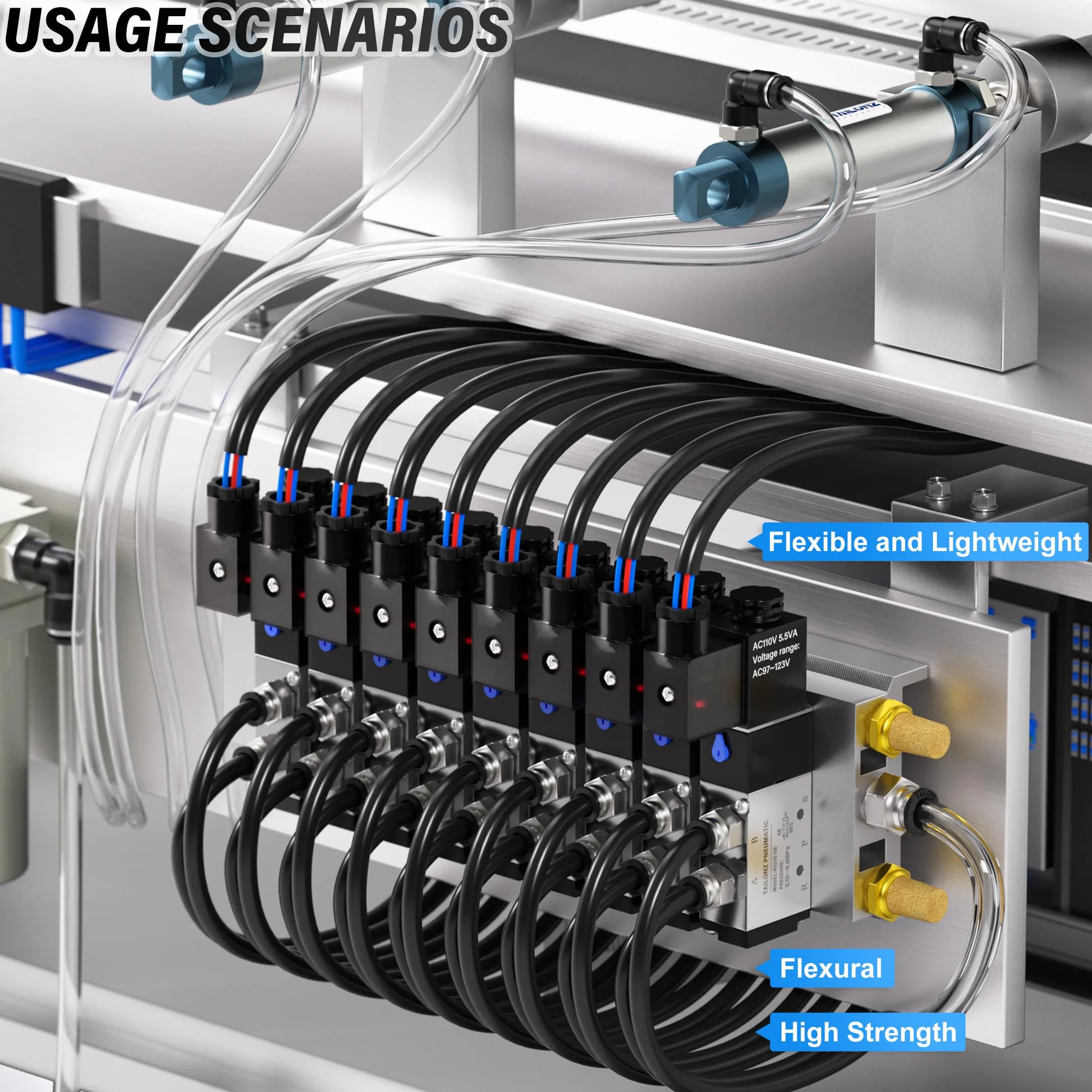 TAILONZ PNEUMATIC Czarny 10 mm OD 10 metrów PU Air Tubing Wąż Pu Air Hose do przewodów powietrznych lub rur transferowych płynu