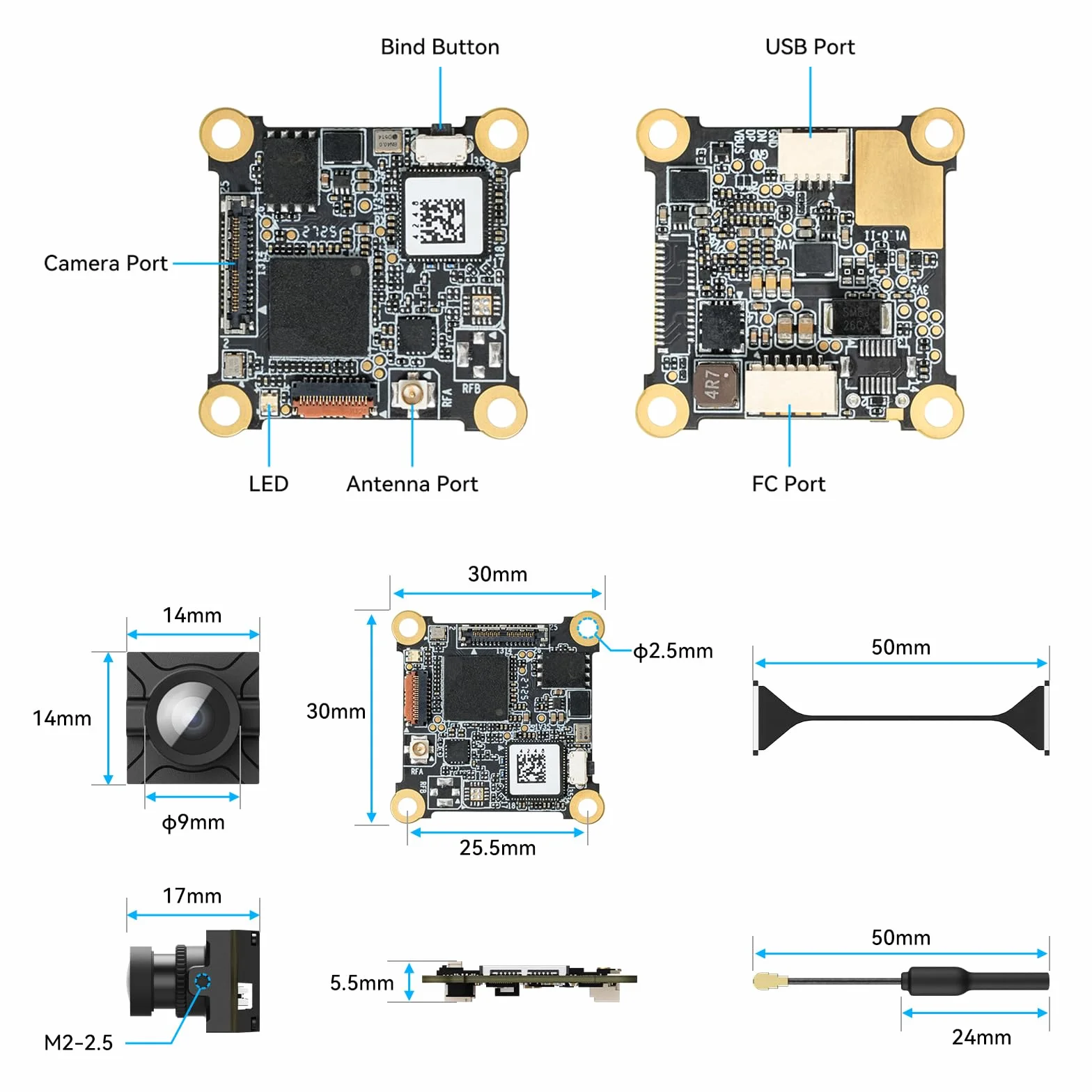 BETAFPV P1 Jednostka HD VTX z 1080P/60FPS, opóźnienie 60ms, maksymalny zasięg 5KM, 1/2.9'' sensor CMOS, 170° UoP, ultralekkie, wsparcie Plug-Play z FC/USB dla DIY 1S HD Cine Whoop jak Meteor75 Pro