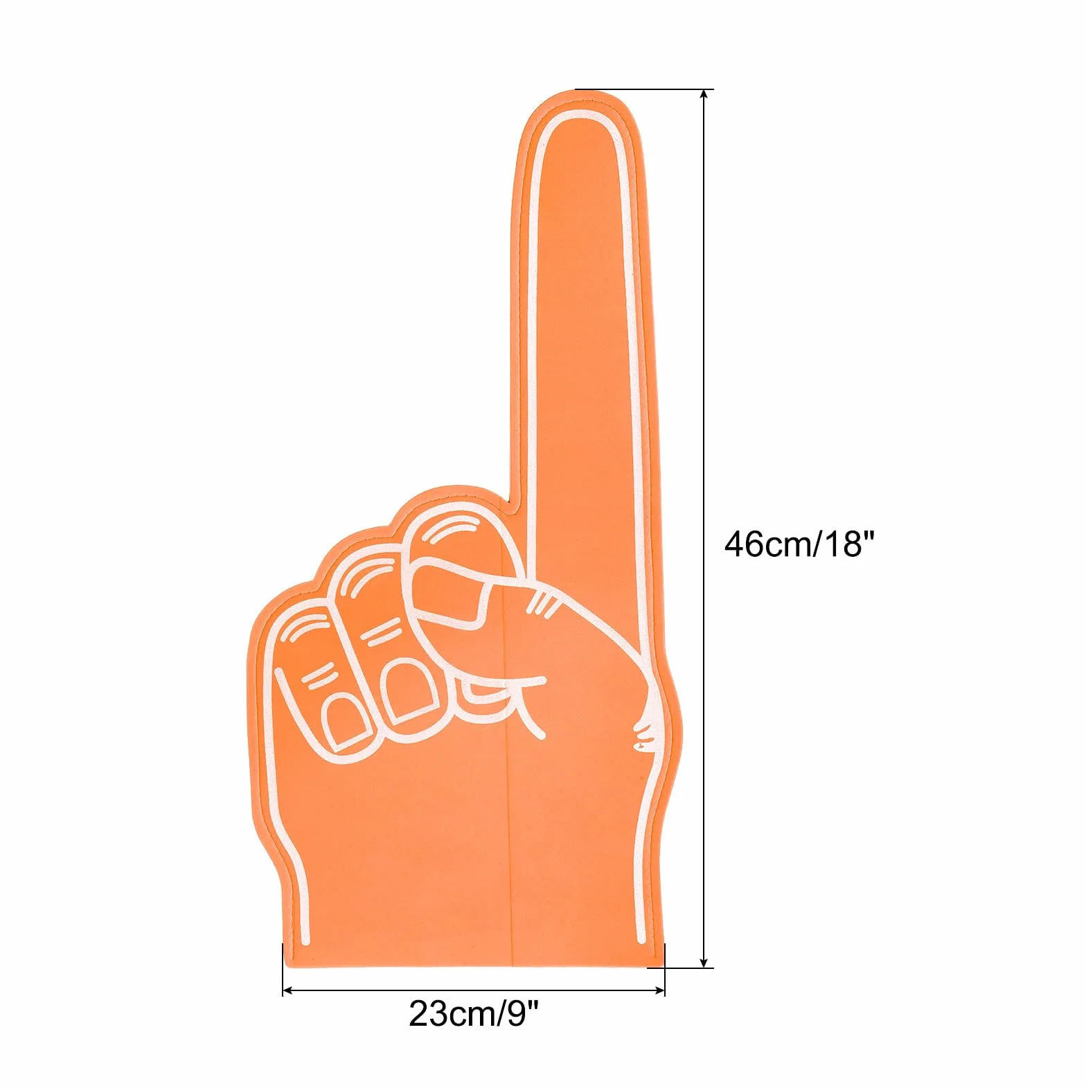 PATIKIL Olbrzymi palec piankowy 45 cm, EVA numer 1 DIY pusta piankowa ręka cheerleaderka na imprezy sportowe, gry duchowe, impreza, pomarańczowy
