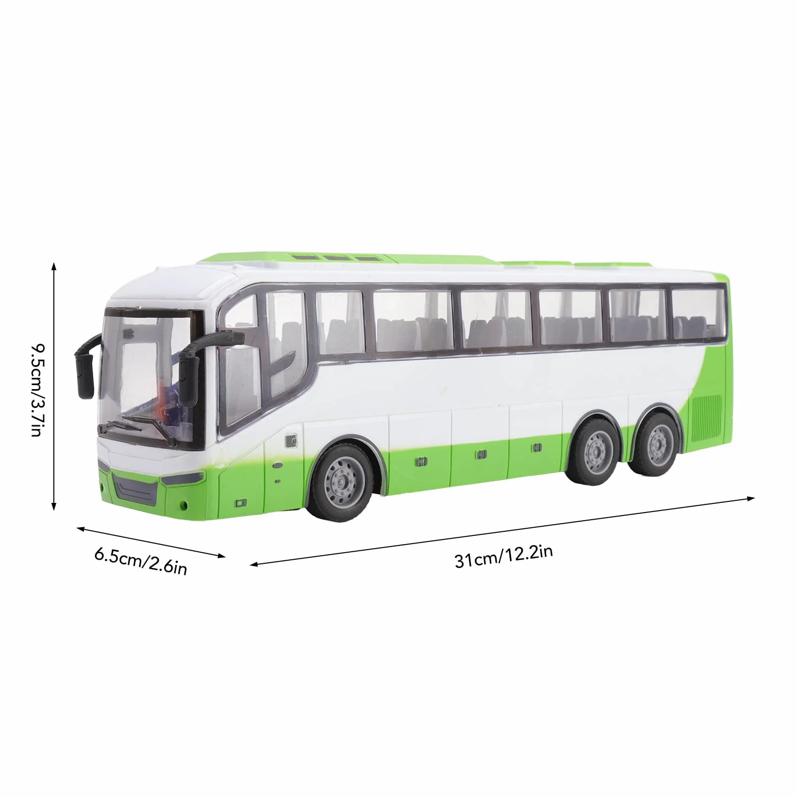 Duży 1/30 Zdalnie Sterowany Autobus Zabawki RC Model Autobusu żywa Elektryczna Symulacja Edukacyjna z Pilotem do Zabawek dla Dzieci (Biały zielony)