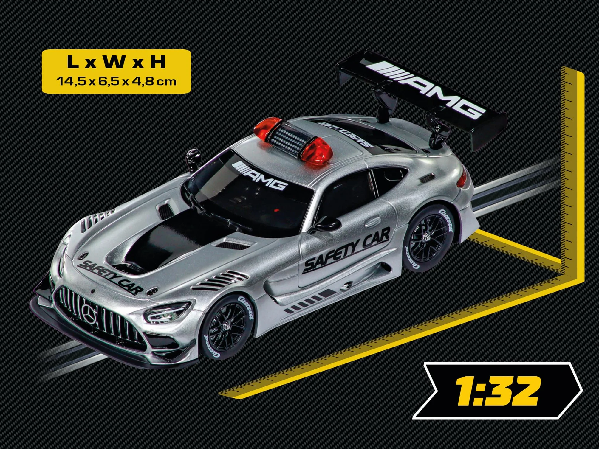 Carrera Evolution 20027777Mercedes-AMG GT3 EVO „Safety Car” gotowa do jazdy wyścigówka idealna dla dzieci i dorosłych wierna imitacja w skali 1:32 z funkcją oświetlenia