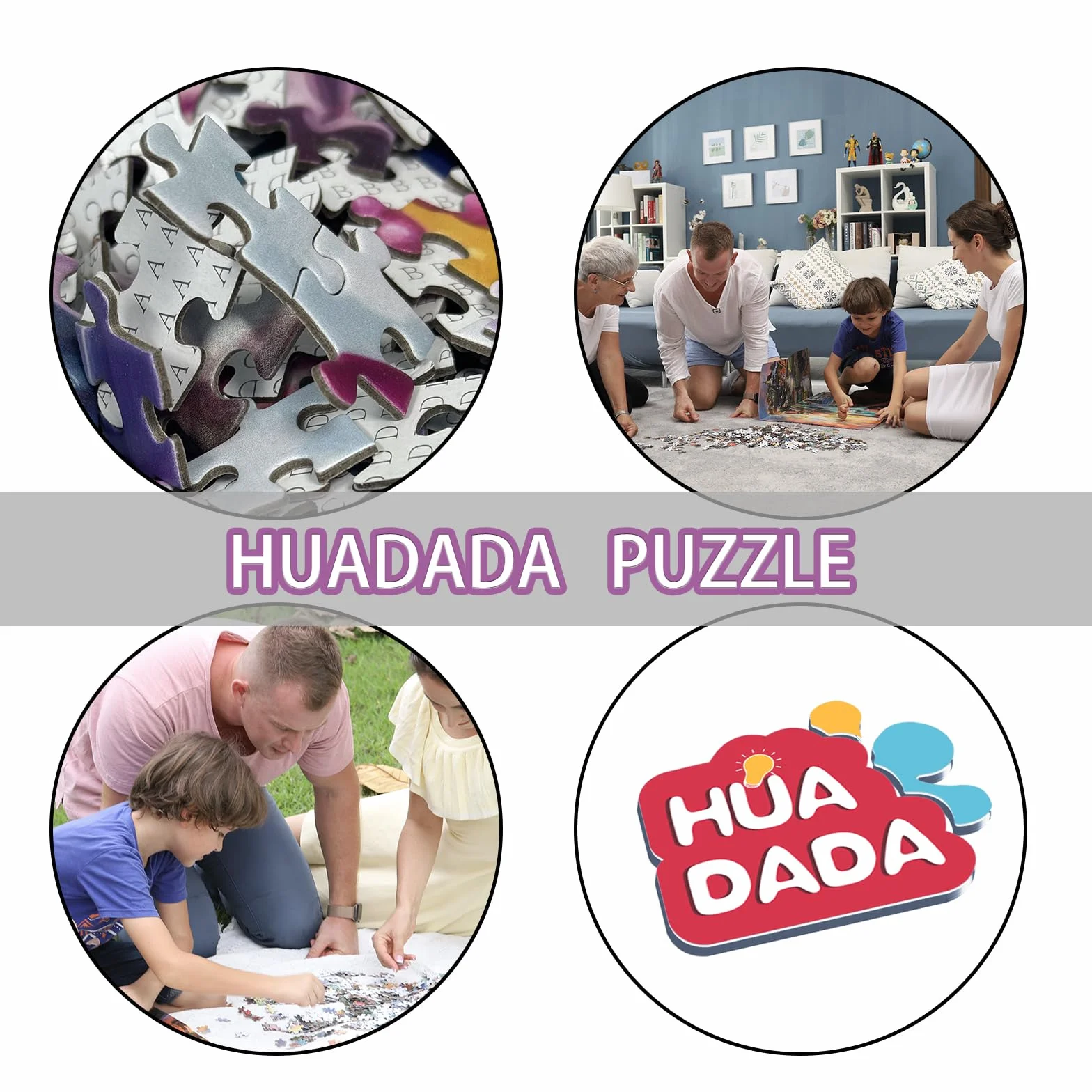 HUADADA Puzzle 1000 elementów, 1000 elementów, dla dorosłych, interaktywne puzzle rodzinne, klasyczne, na prezent, przytulny, mały świat