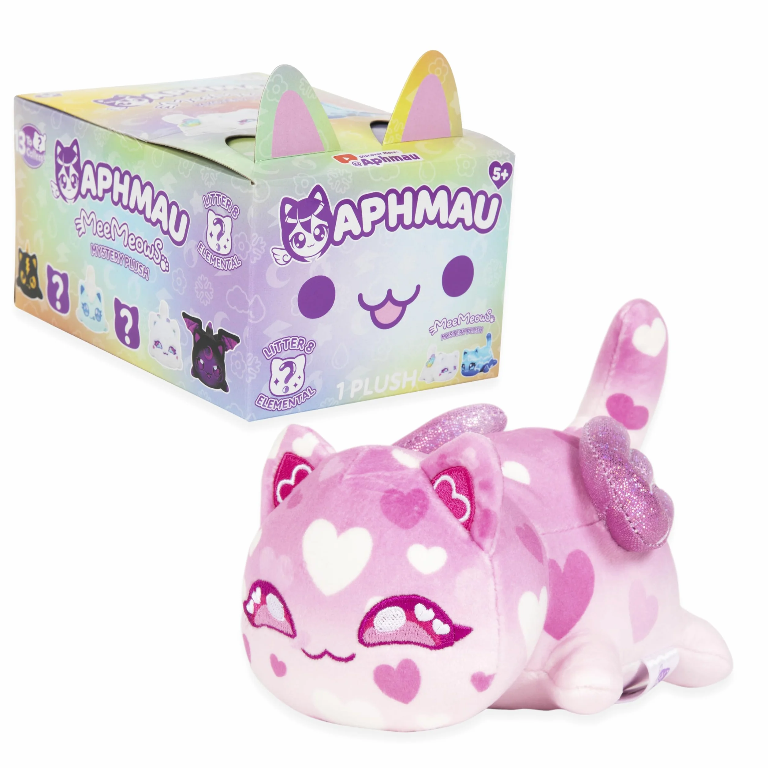 Aphmau MeeMeow Mystery Plush 15.2 cm – seria 8, kanał gier YouTube Minecraft, Blind Box, 1 z 8 możliwych, zabawny element MeeMeows inspirowany Minecraftem, oficjalny produkt