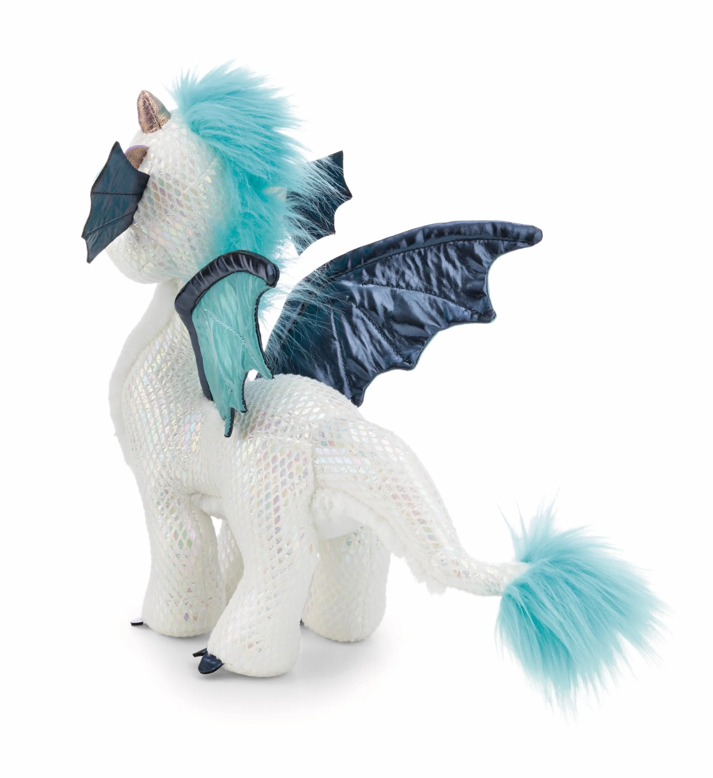 NICI 62420 Smok Zafura, miękki pluszak z brokatowym efektem, maskotka do przytulania i zabawy dla dzieci i dorosłych, 27 cm, biały