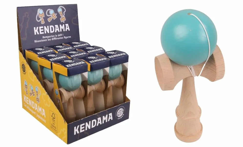 Bilboquet Kendama Niebieski Gra zręcznościowa Drewno FSC Zabawka z drewna Koordynacja Bez ekranu Tradycyjna gra Dziecko Dorosły