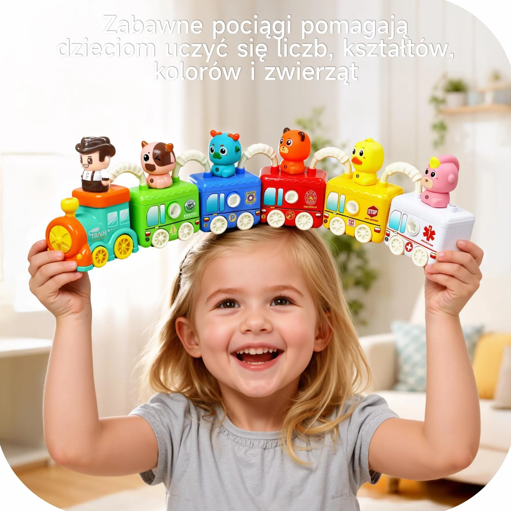 Zabawka Montessori Pociąg od 2 lat - Pociąg Edukacyjny z 5 Zamkami i Zwierzętami, Zabawka Edukacyjna dla Dzieci w Wieku 2 3 4 lat, Edukacyjna Zabawka dla Motoryki i Kolorów, Idealny Prezent