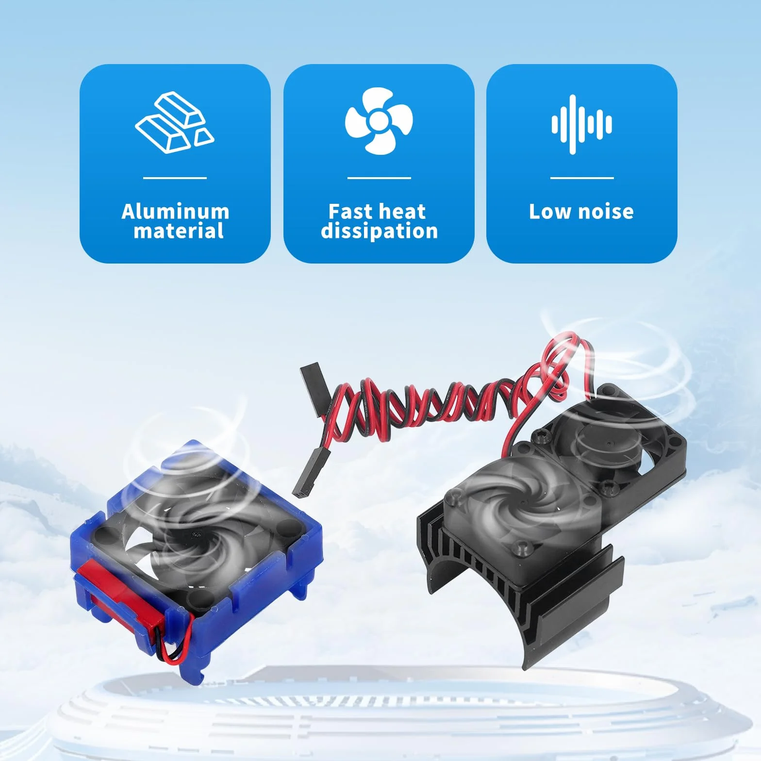 Zestaw wentylatorów radiatora Topyond RC 5 V do samochodu Traxxas Slash 4x4 VXL RC, wydajne chłodzenie silnika, wodoodporność, wentylator silnika Rc ze stopu aluminium dla (czarny)