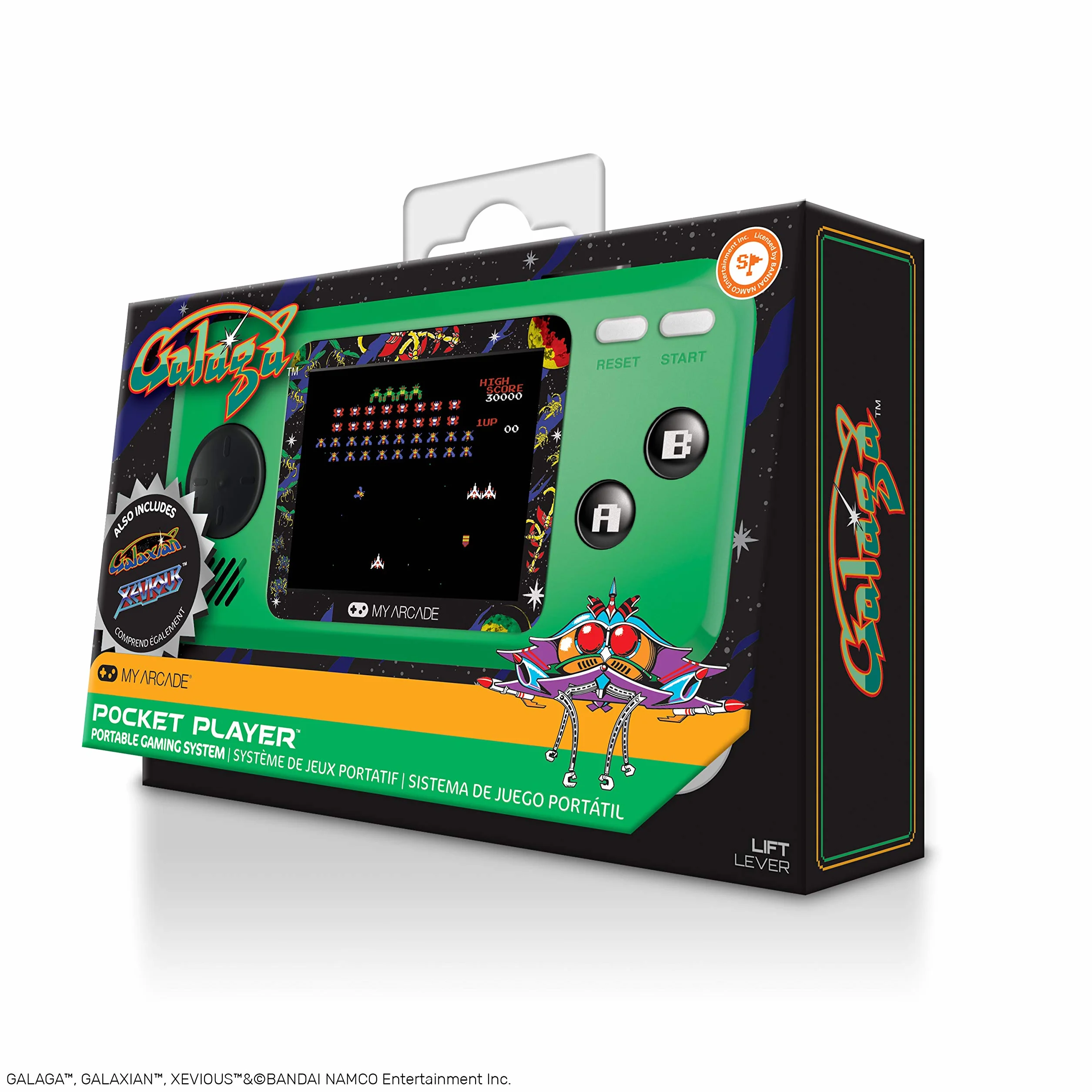 My Arcade Galaga Konsola do Gier Typu Plug & Play, Zielony, 2.75"