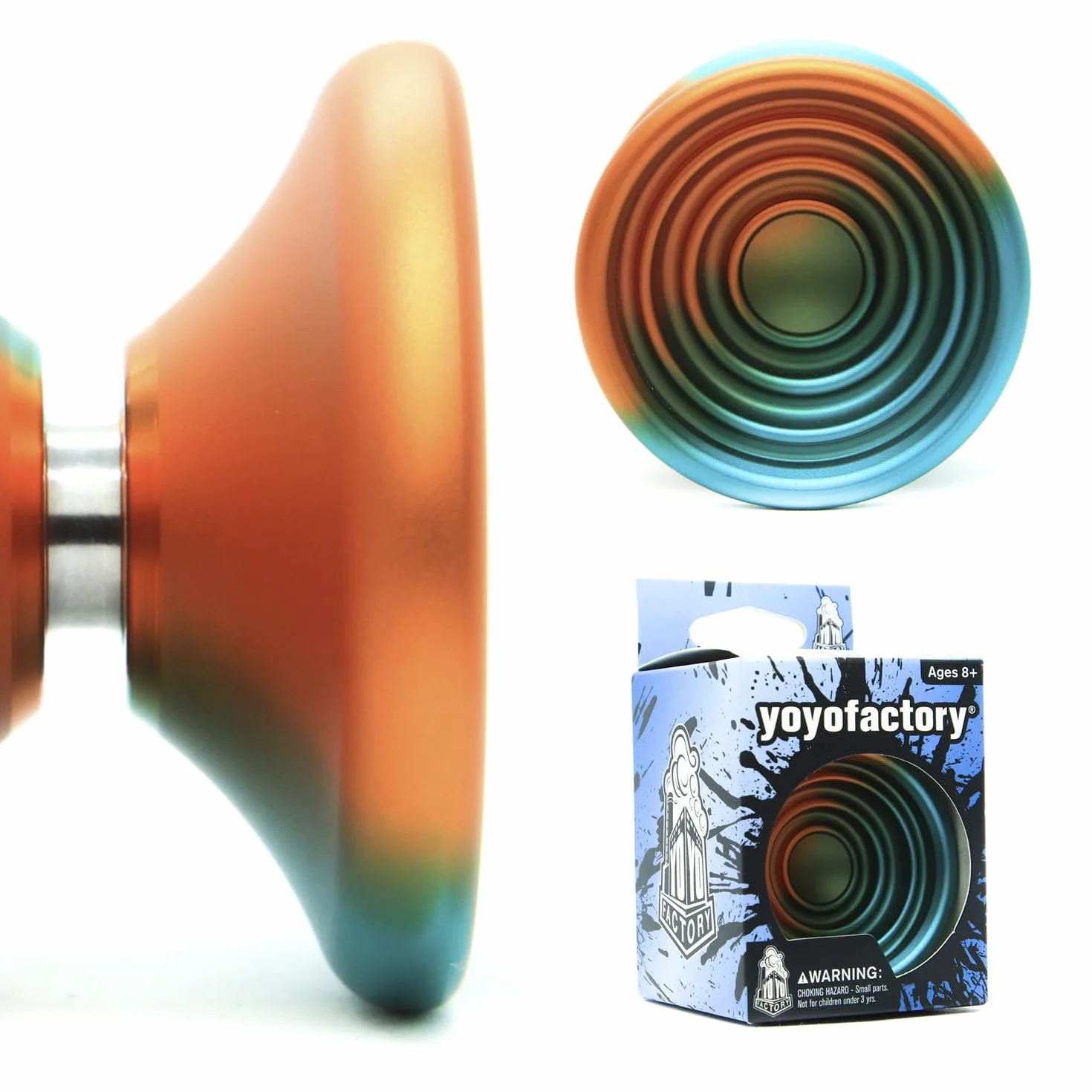 YoyoFactory BULLSEYE Yo-Yo - POMARAŃCZOWY/TURKUSOWY (DNA Sztuczki, Metal Yoyo, String, Ball-Bearing & Instructions Included)