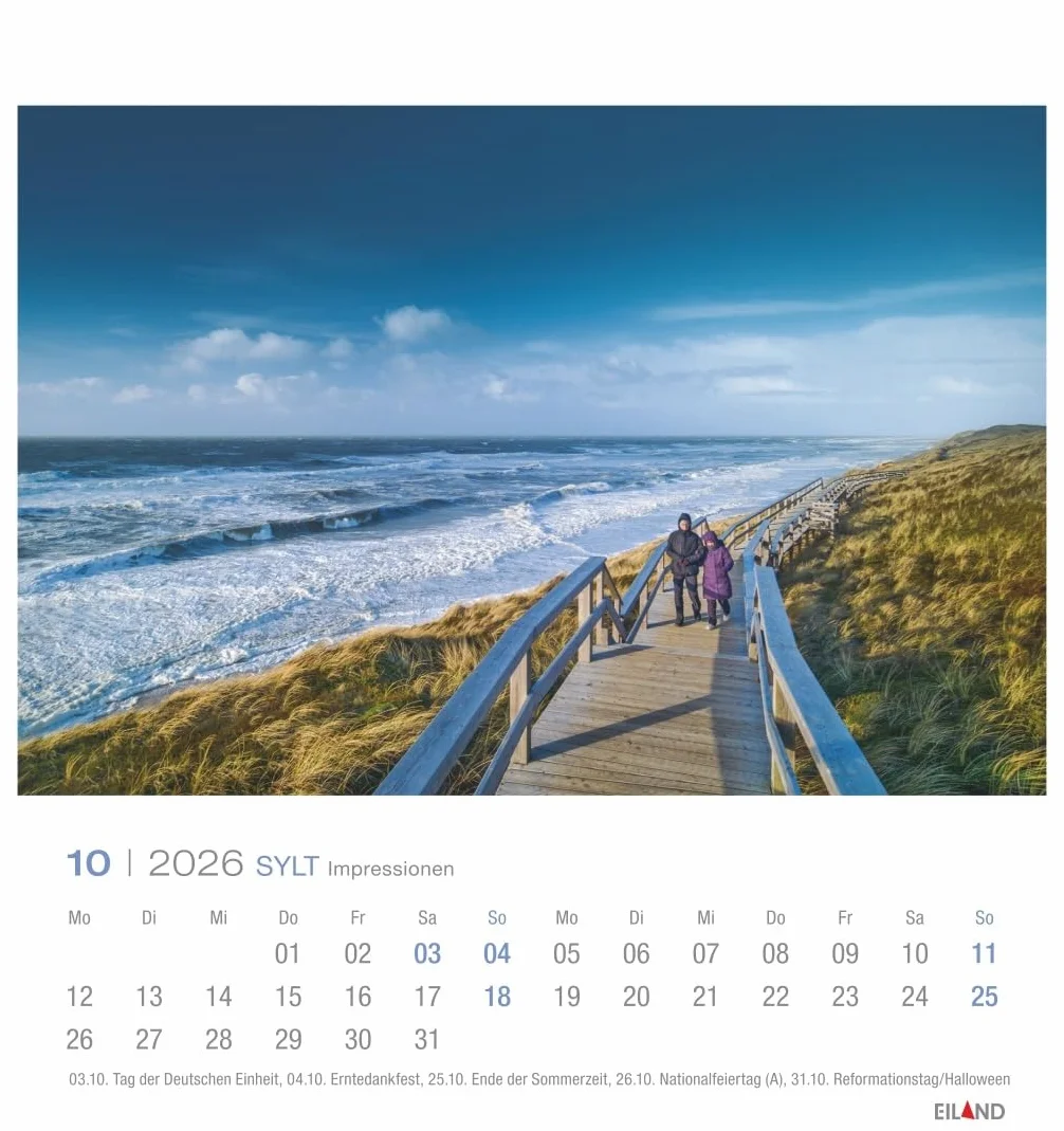 Sylt Impressionen Postkartenkalender 2026: Die schönsten Seiten der Insel in einem kleinen Kalender zum Aufstellen oder Aufhängen. Fotokalender mit monatlichen Postkarten zum Sammeln und Verschicken.