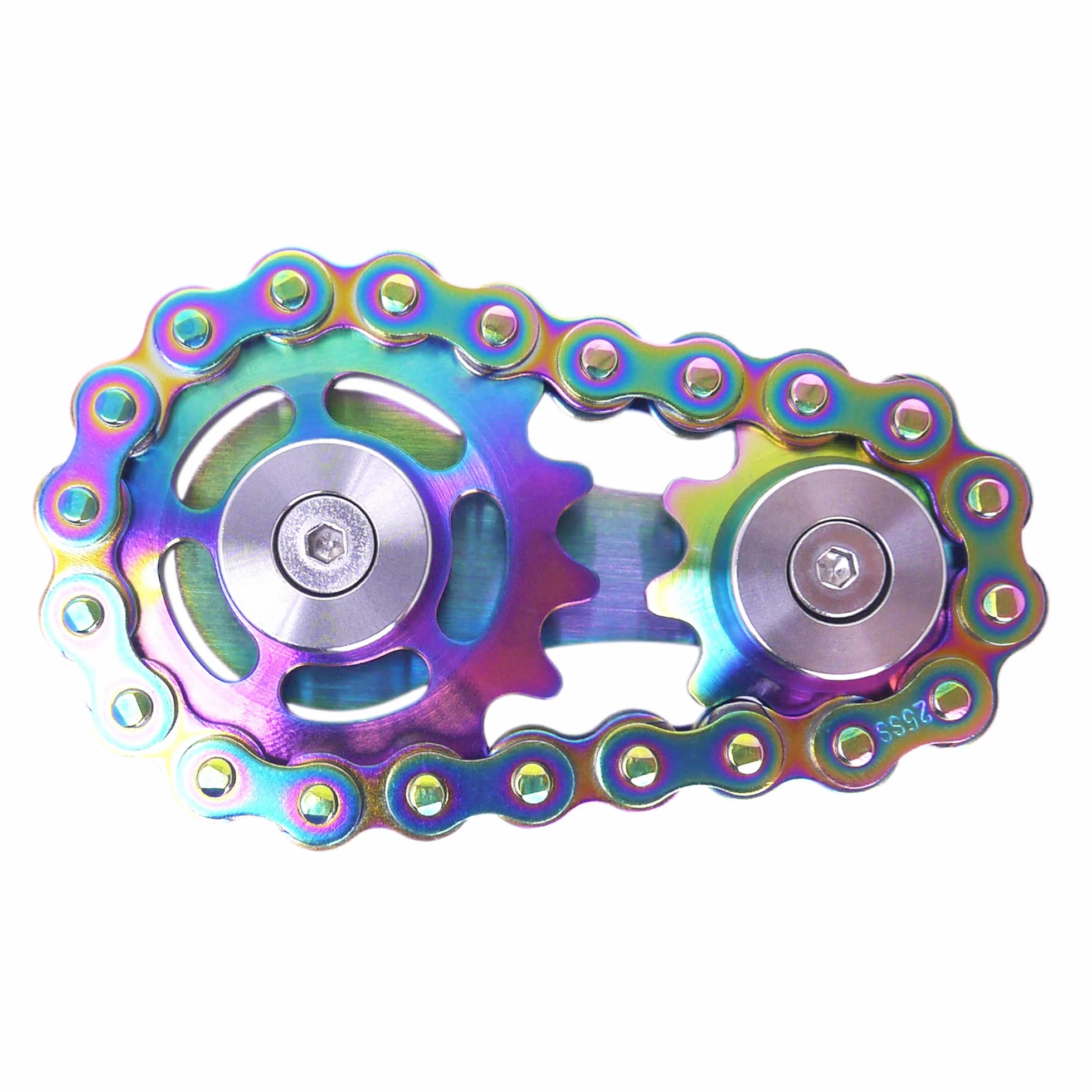 Fidget Spinner Metal Stal nierdzewna 2 Gears Linkage Bike Chain Design Trwała mechanika z gładkimi łożyskami