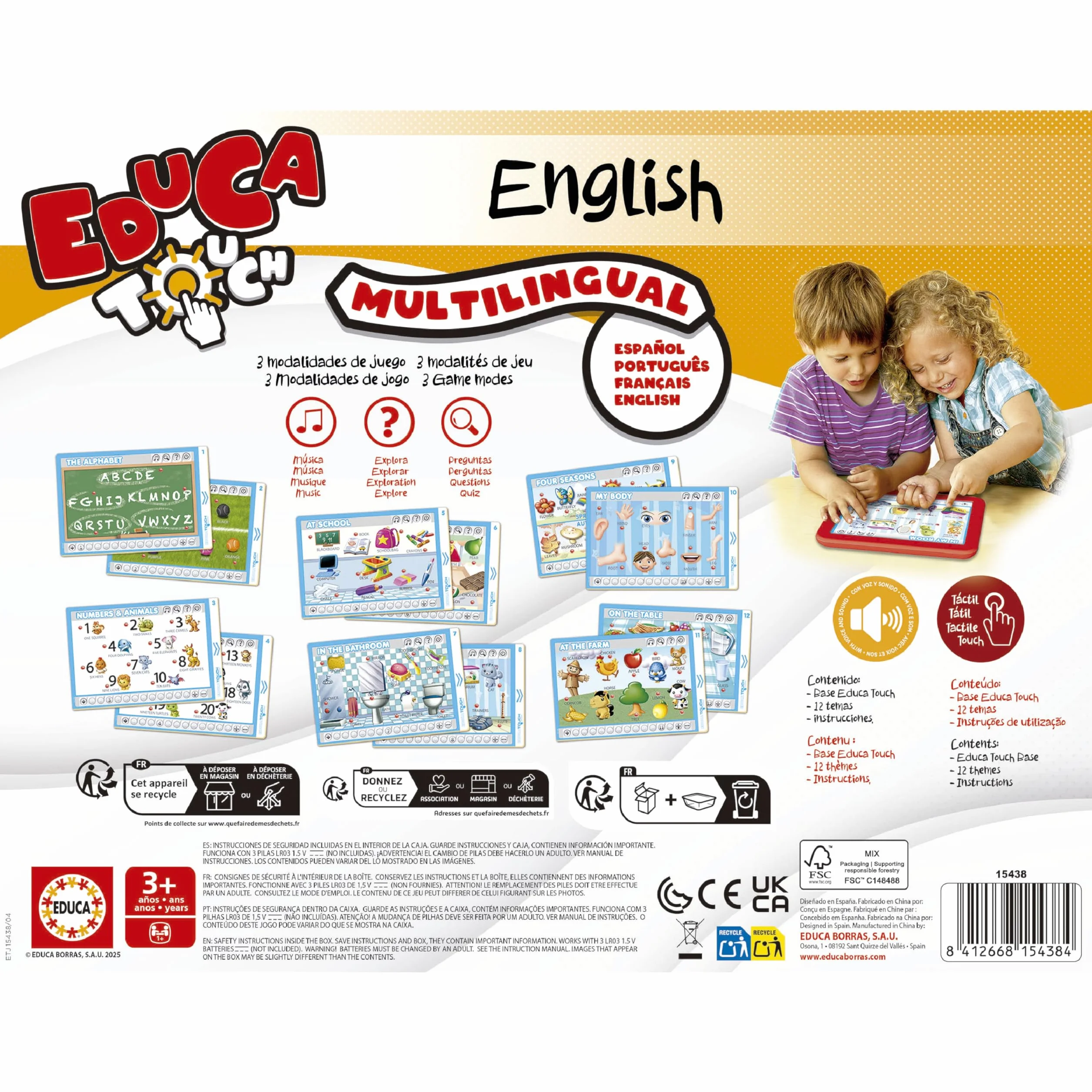 Educa - Touch Junior nauka angielskiego gra edukacyjna dla dzieci, wielokolorowa (15438)