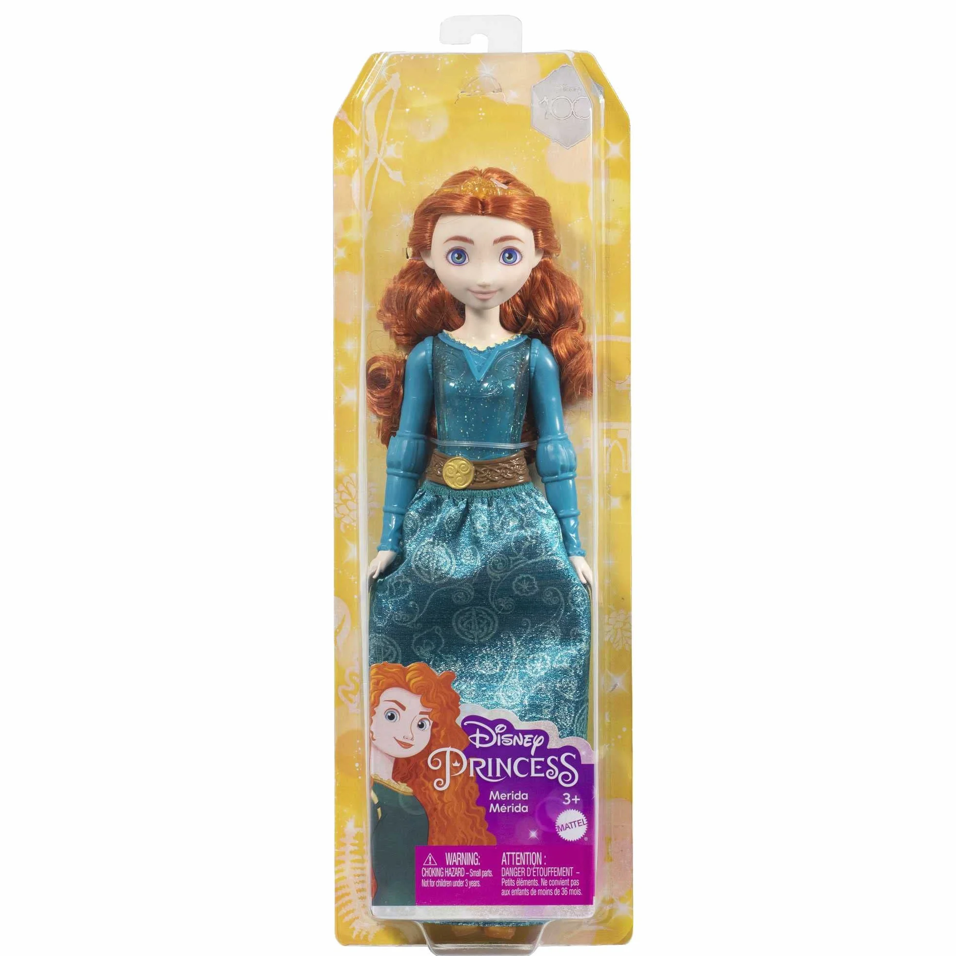 Mattel Księżniczka Disneya Merida Lalka z punktami zgięcia, błyszczącym ubrankiem i akcesoriami inspirowanymi filmem Disneya, prezent dla dzieci HLW13