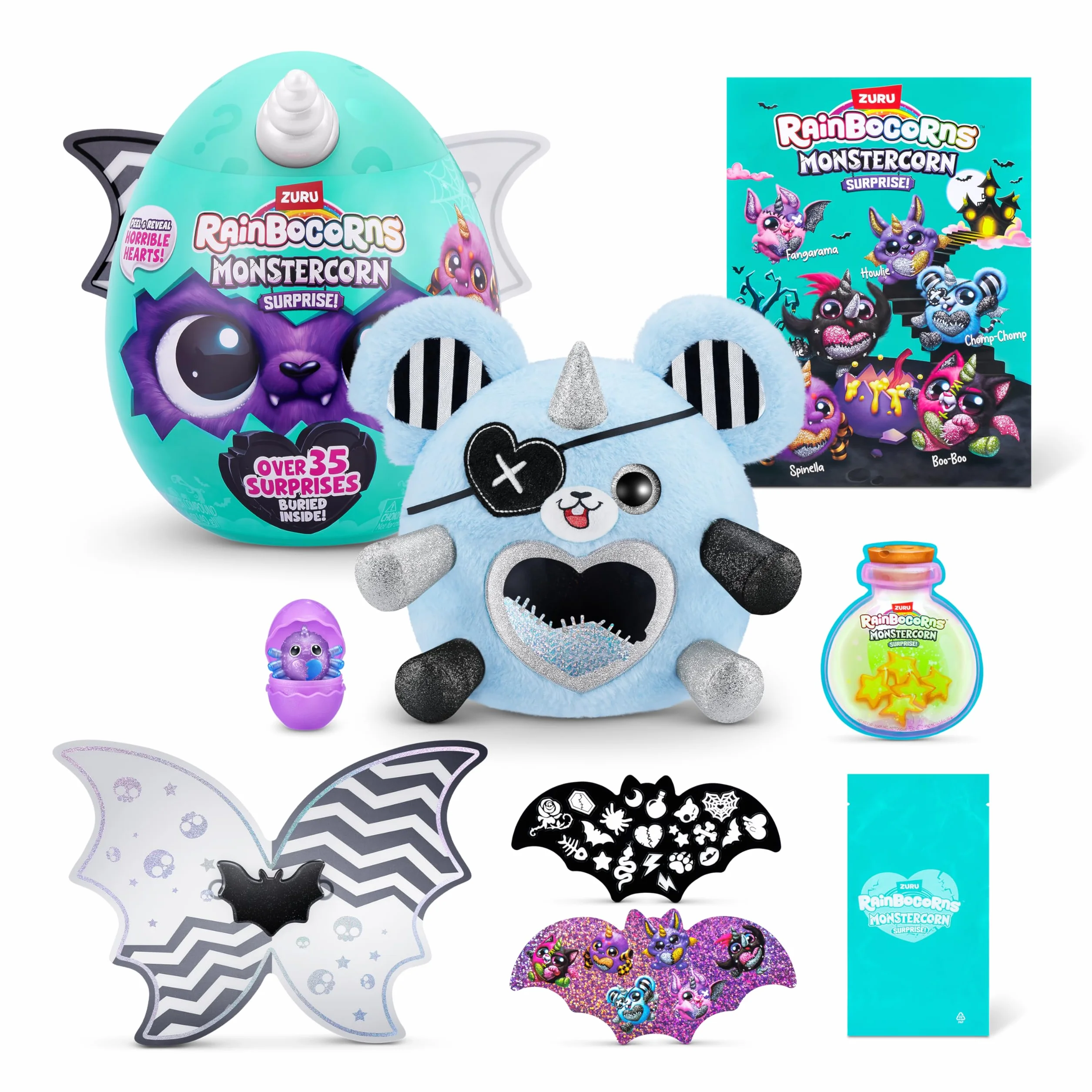 Rainbocorns ZURU Monstercorn Surprise, szczur od ZURU Surprise Unboxing miękka zabawka, fantazyjne prezenty dla dziewcząt, fantazyjna zabawa z akcesoriami do noszenia (szczur)